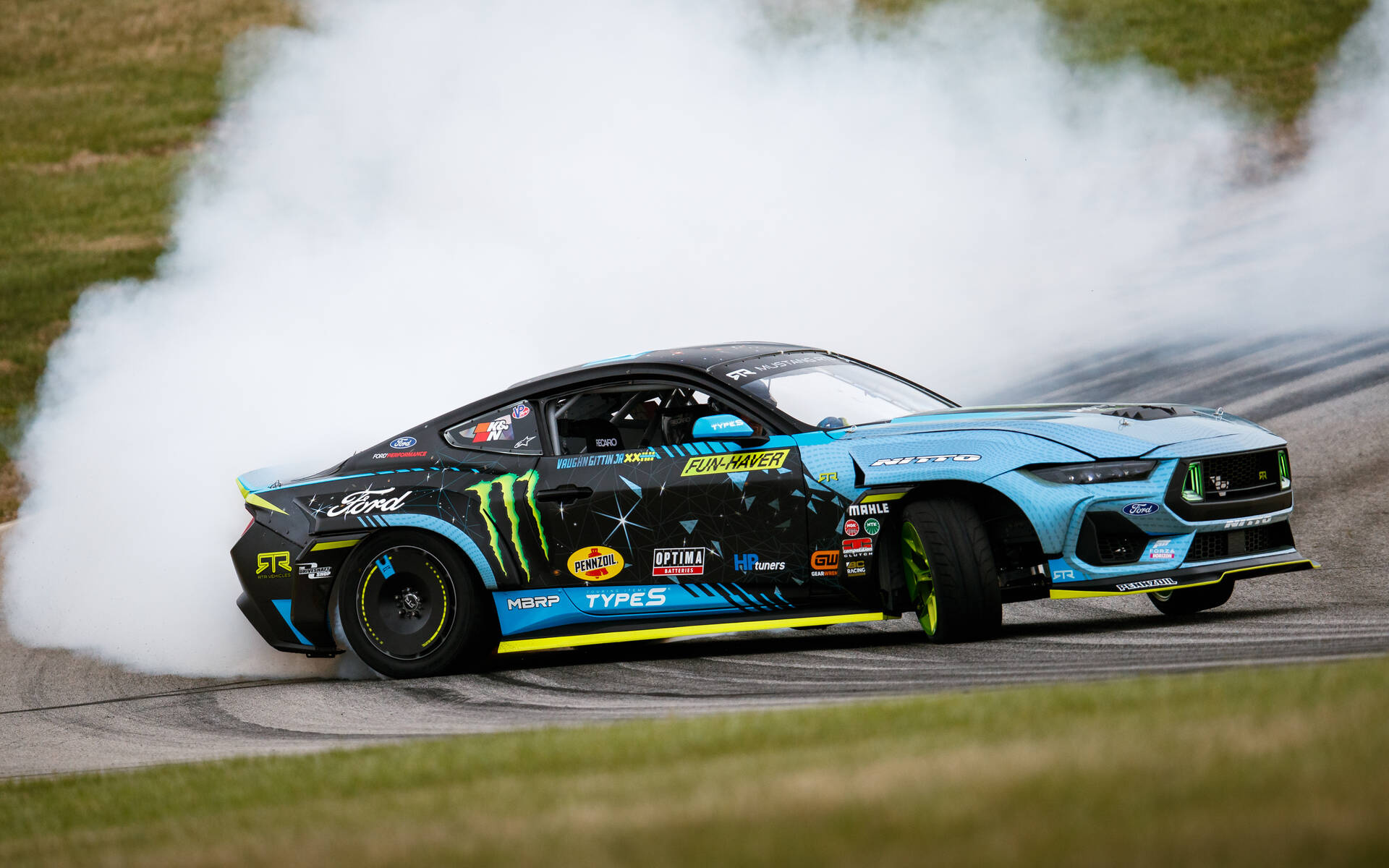 Ford Mustang RTR Spec 5-D, Vaughn Gittin Jr, billowing tire smoke, HD Desktop wallpaper