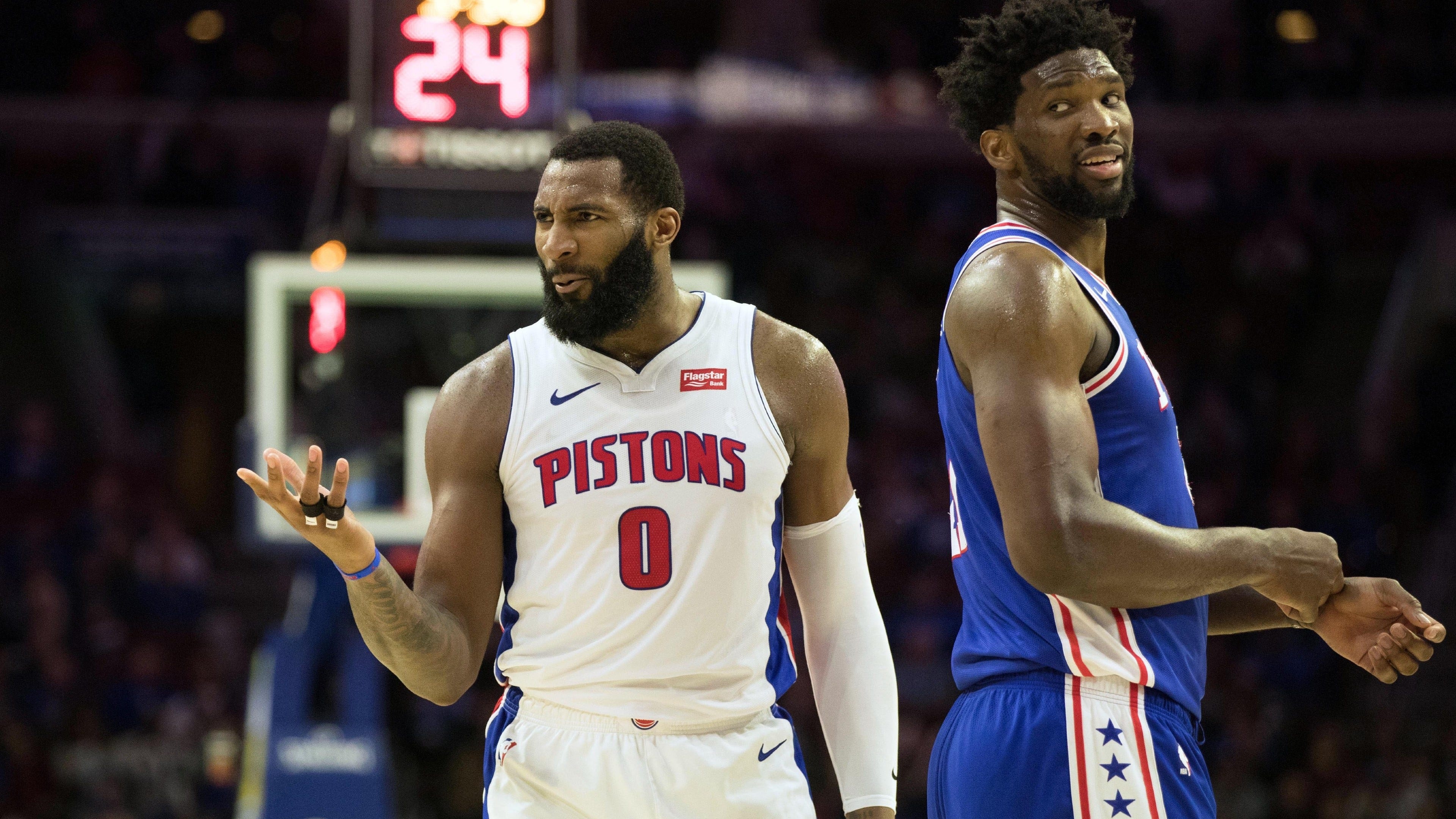 Andre Drummond and Joel Embiid, Detroit Pistons Wallpaper, 3840x2160 4K Desktop