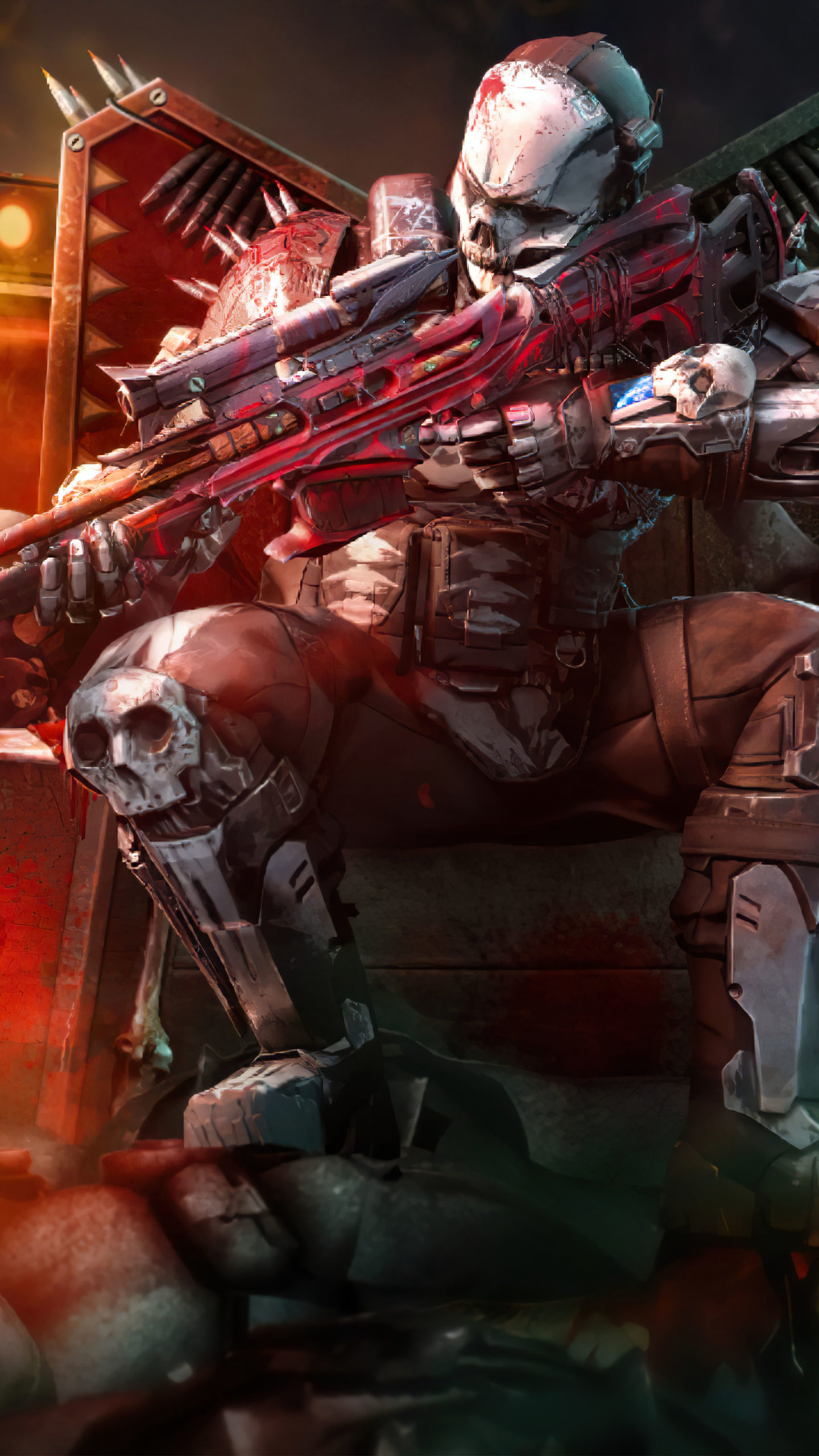 Mace - Final Guard, skull faceplate armor, spiked war throne, HD Phone wallpaper