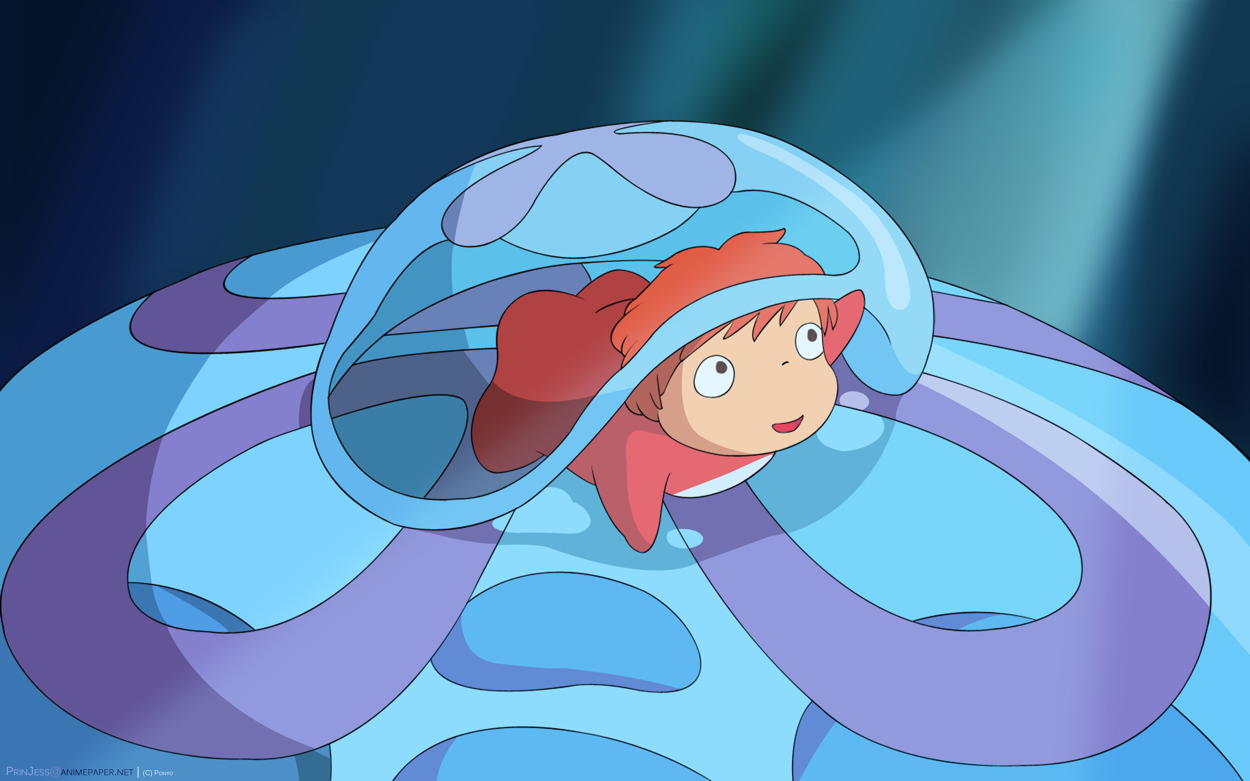 Ponyo, Anime ocean adventure, Magical fish-girl, Studio Ghibli, 2560x1600 HD Desktop