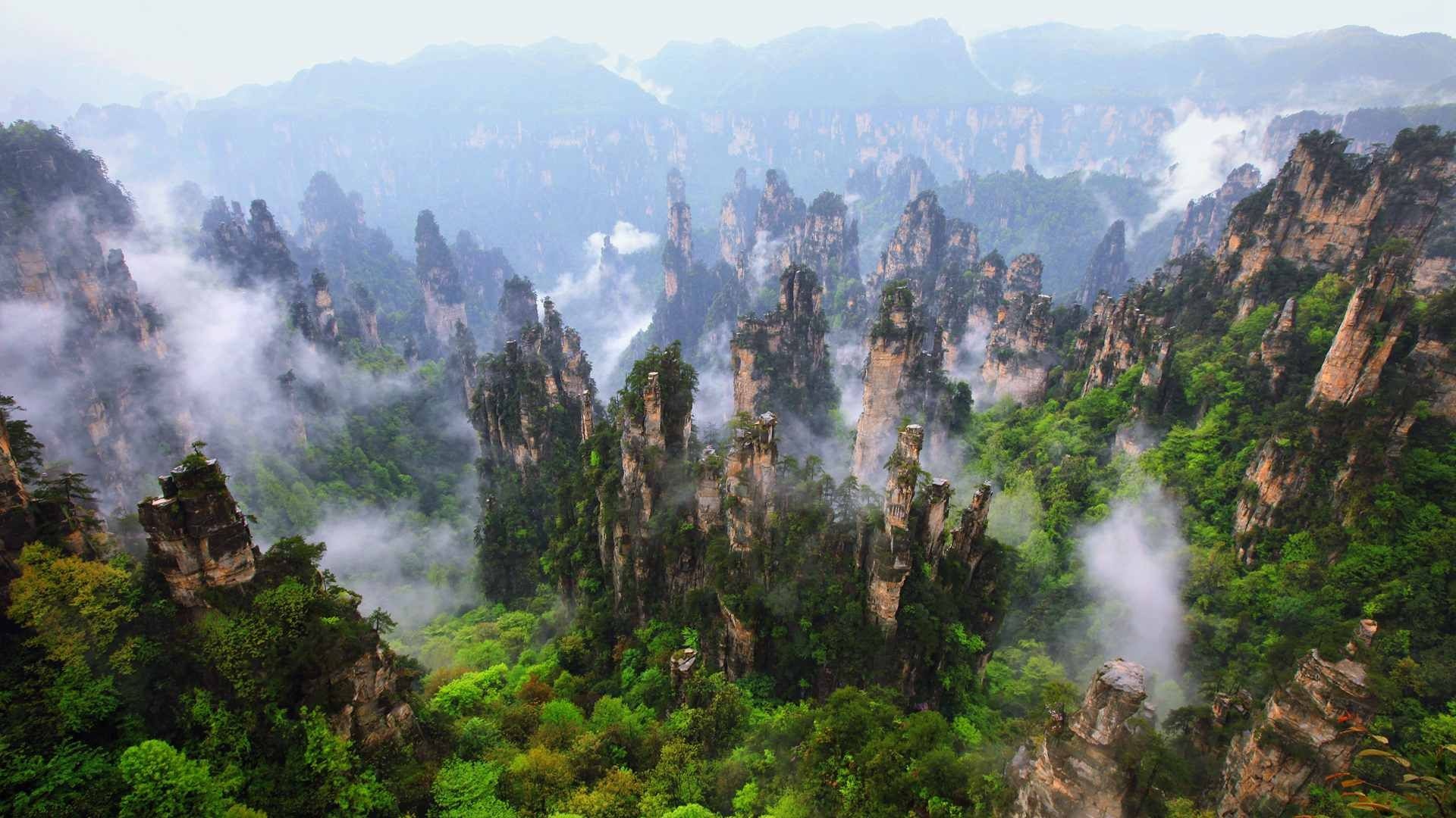 Zhangjiajie Travels, Wulingyuan area, Zhangjiajie China, Floating mountains, 1920x1080 Full HD Desktop