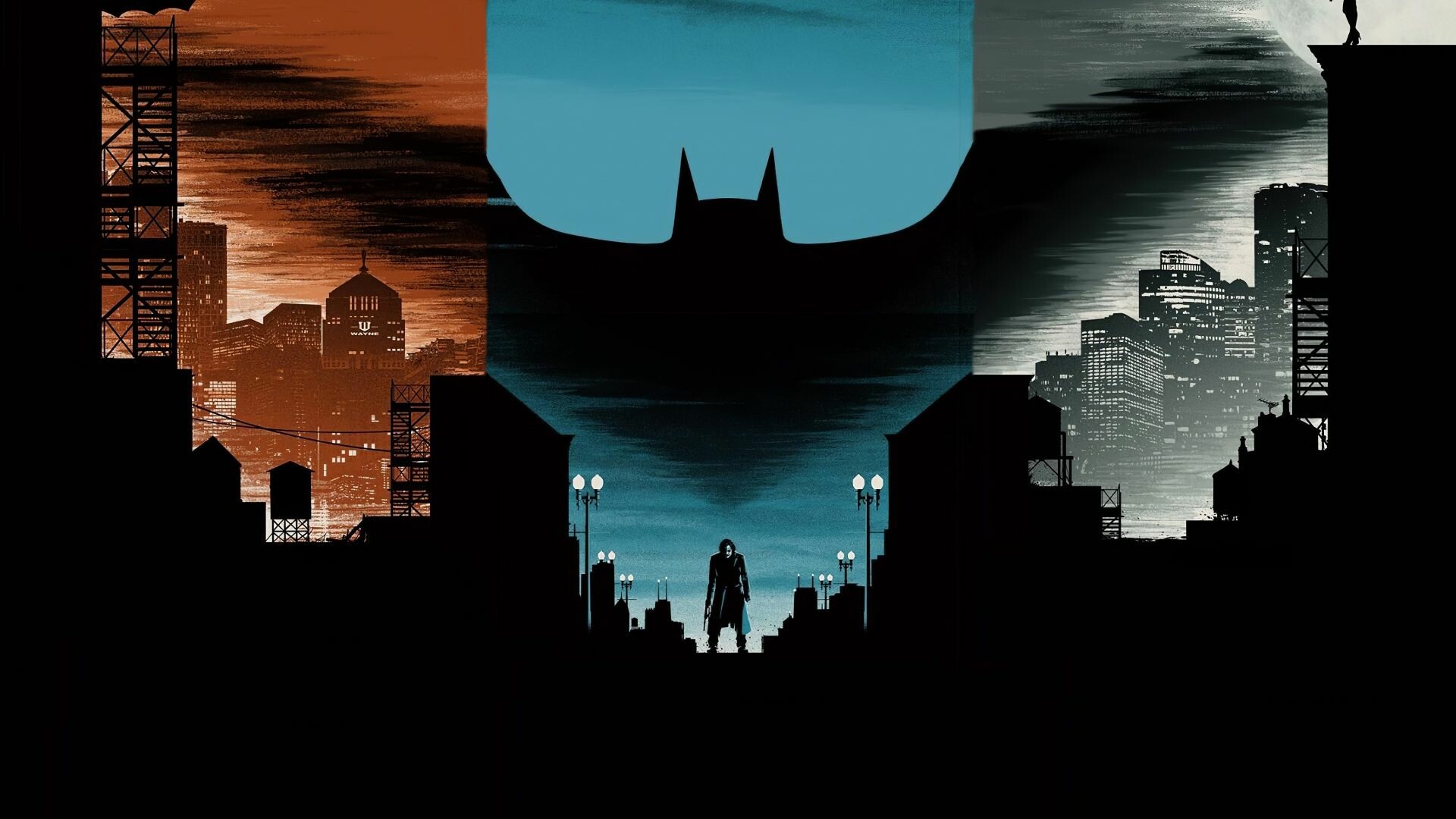 The Dark Knight series, Minimalist art wallpaper, Superhero franchise, Epic trilogy, 1920x1080 Full HD Desktop