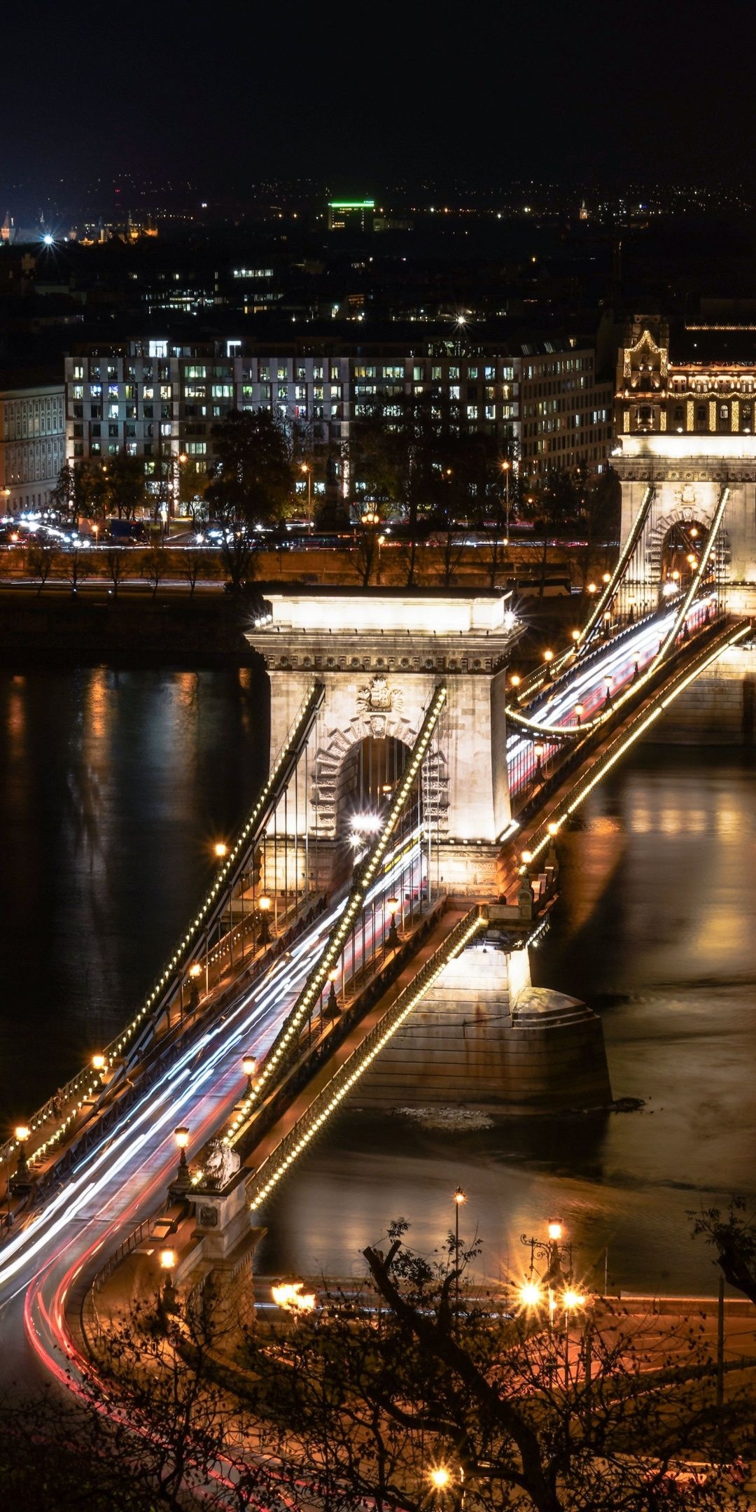 Danube River, Travels, Chain bridge, Aerial view, 1080x2160 HD Phone