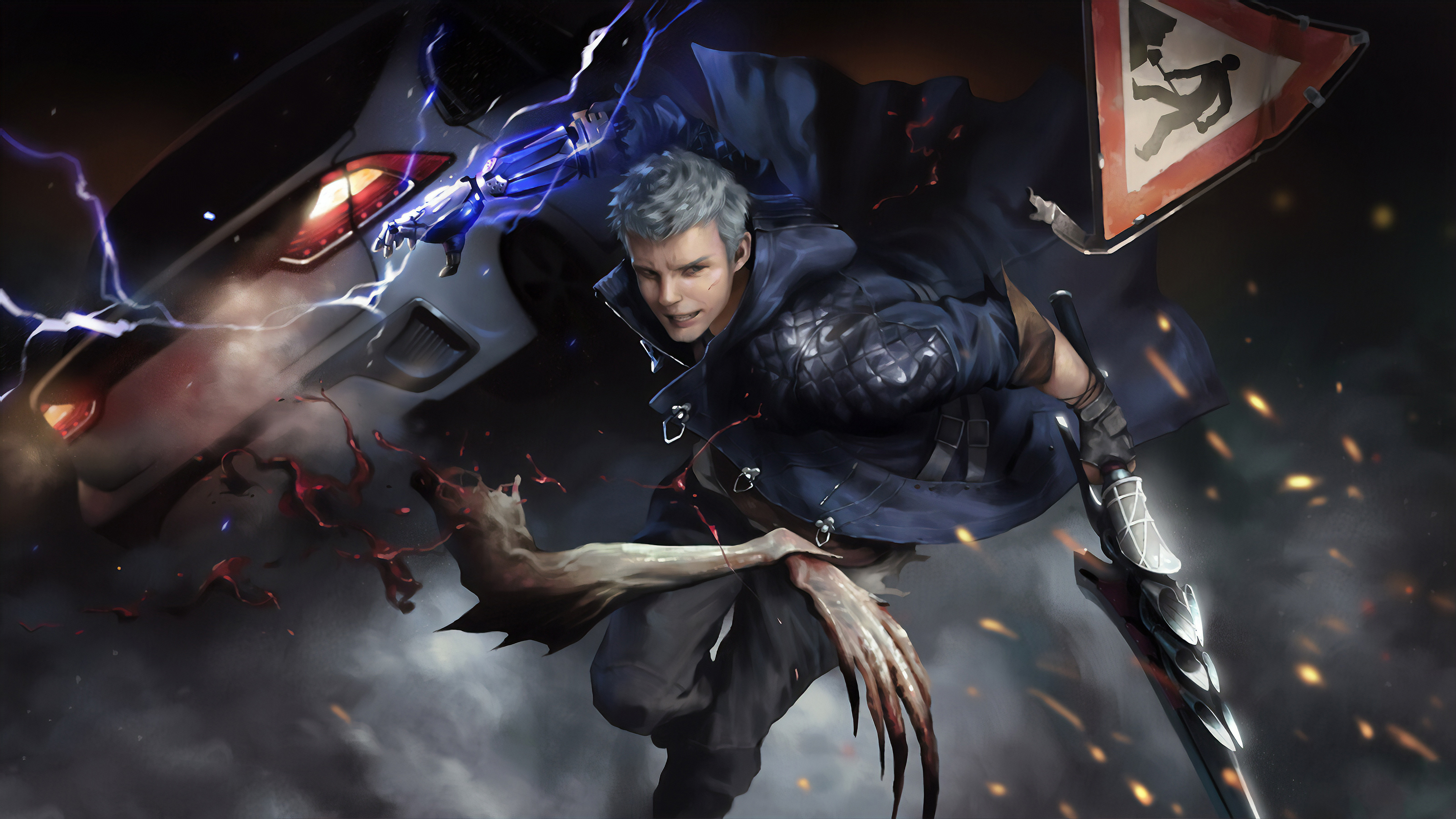 Nero Devil May Cry 5, Devil Breaker Overture, Red Queen sword, 4K Desktop wallpaper