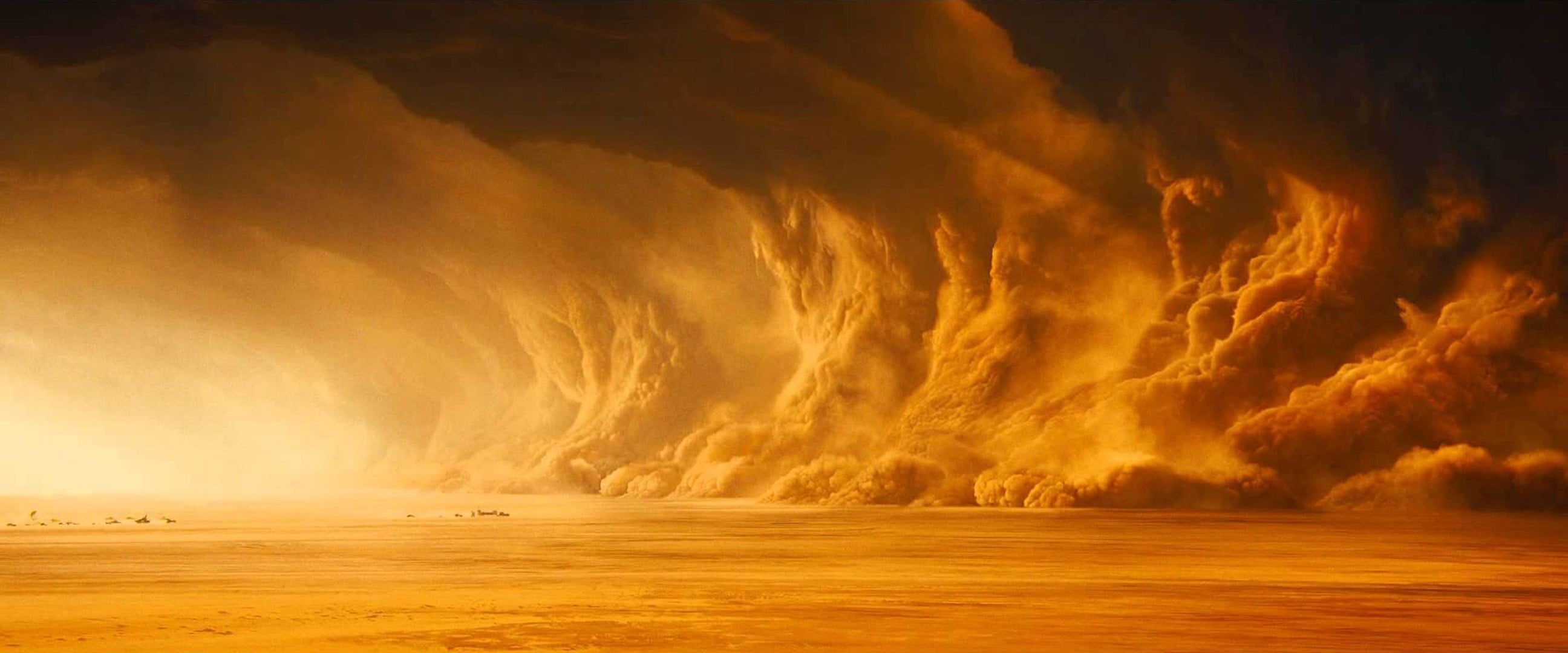 Mad Max: Fury Road, Dynamic sandstorms, Captivating visuals, George Miller, 2600x1080 Dual Screen Desktop