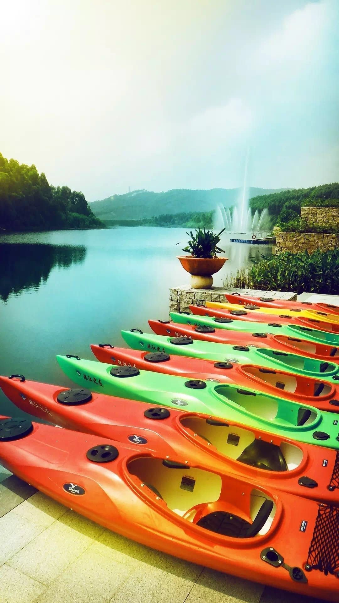 Summer canoeing, River bank, iPhone 6 plus wallpaper, Live wallpaper, 1080x1920 Full HD Phone