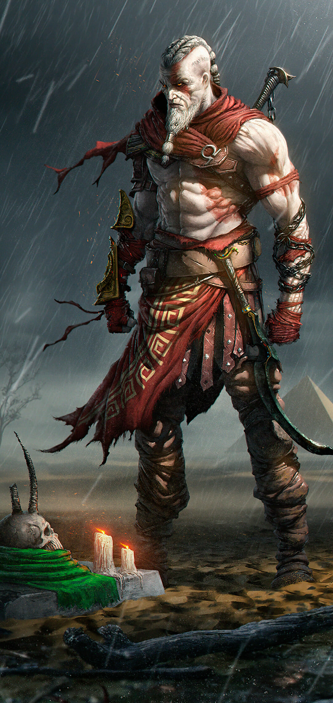 God of War, 4K background, Epic battles, Fiery action, 1080x2280 HD Phone