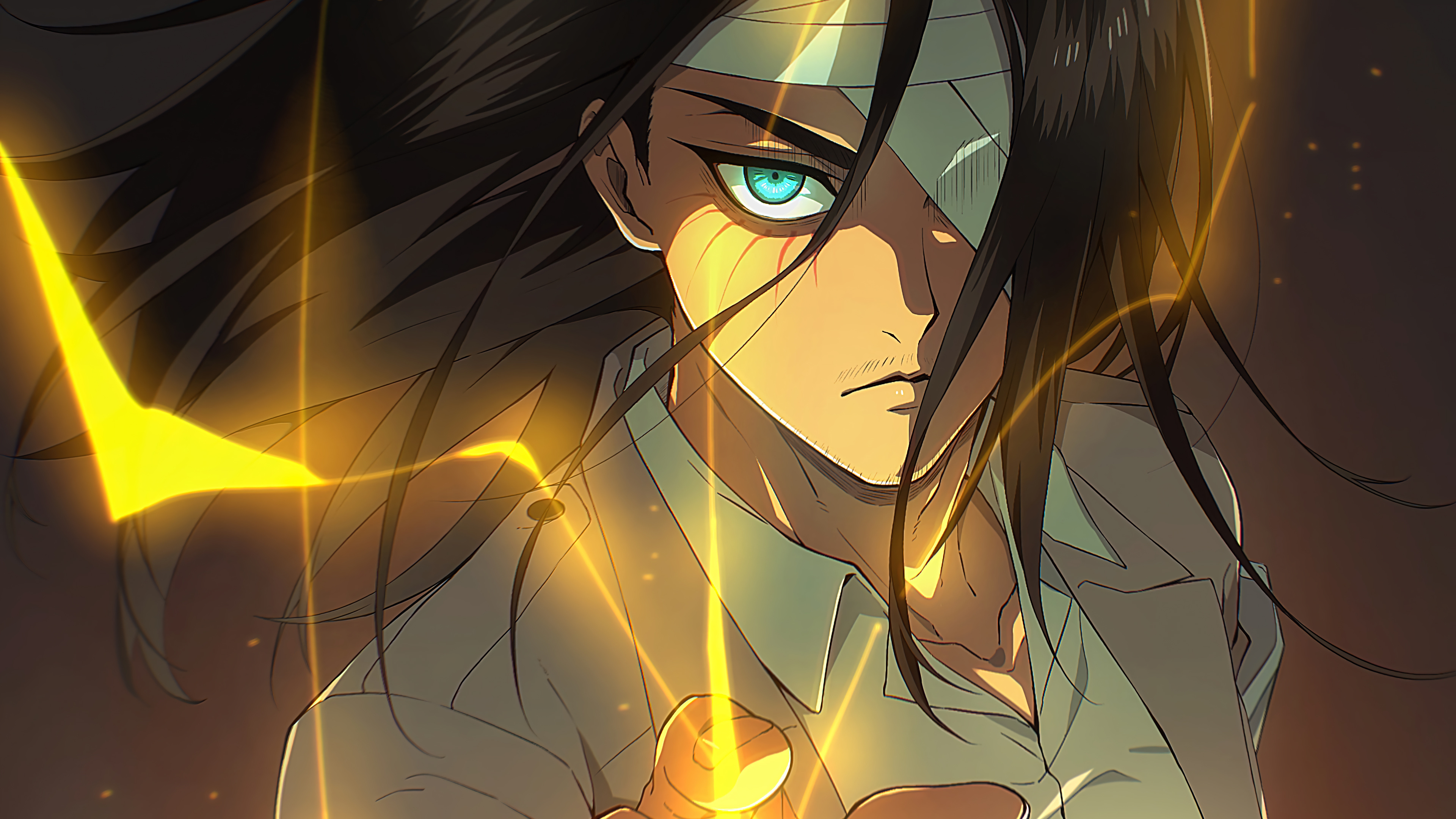 Eren Yeager, titan transformation lightning, Attack on Titan, 4K Desktop wallpaper