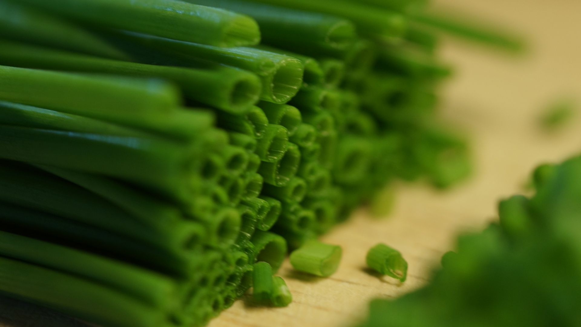 Chives plants, Slices vegetables, HD image, Background, 1920x1080 Full HD Desktop