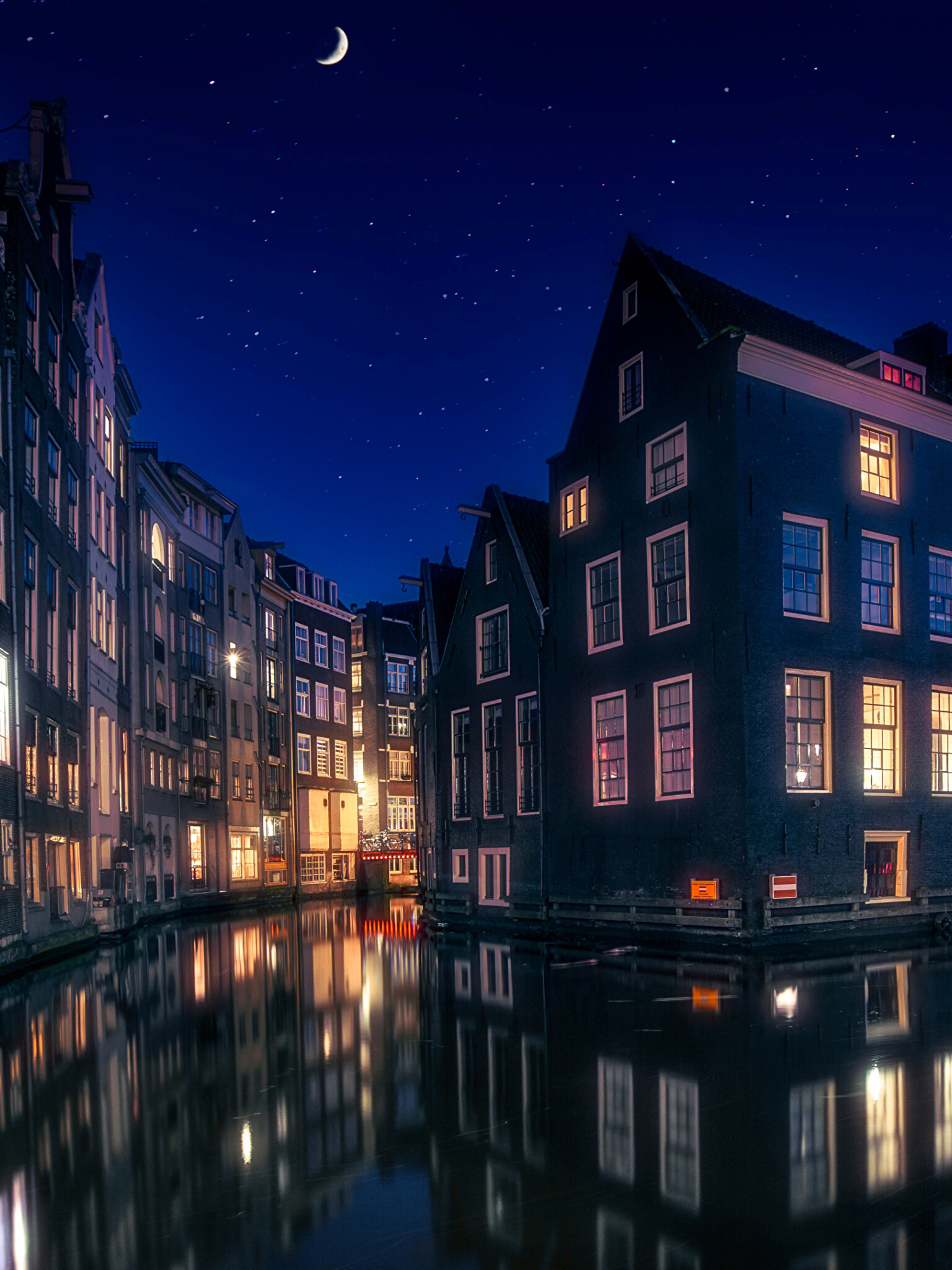 Amsterdam, Canal night time, Cities, TV show, 1540x2050 HD Phone