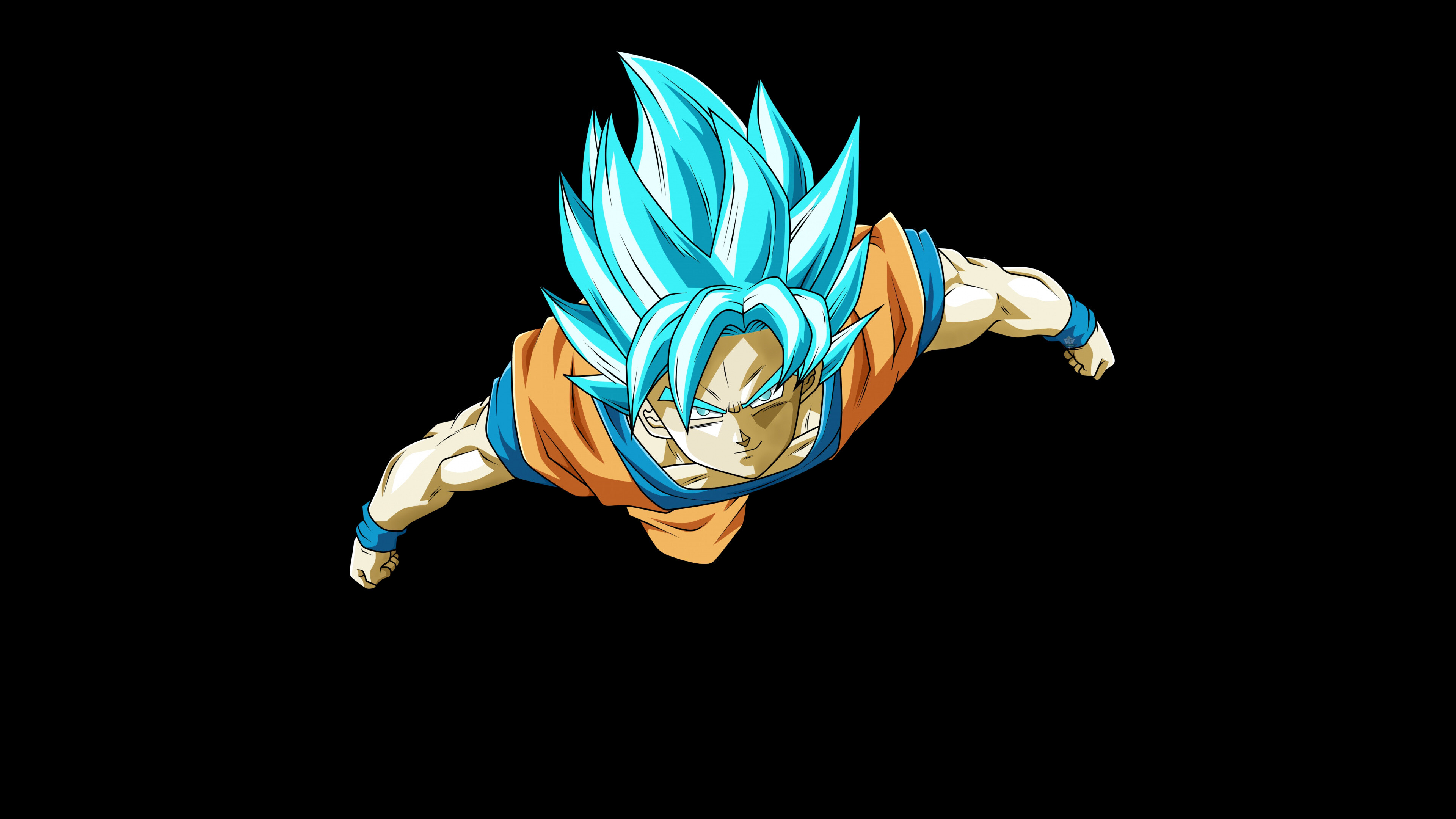 Goku blue hair, Minimal wallpaper, 4K UHD, Dive, 3840x2160 4K Desktop