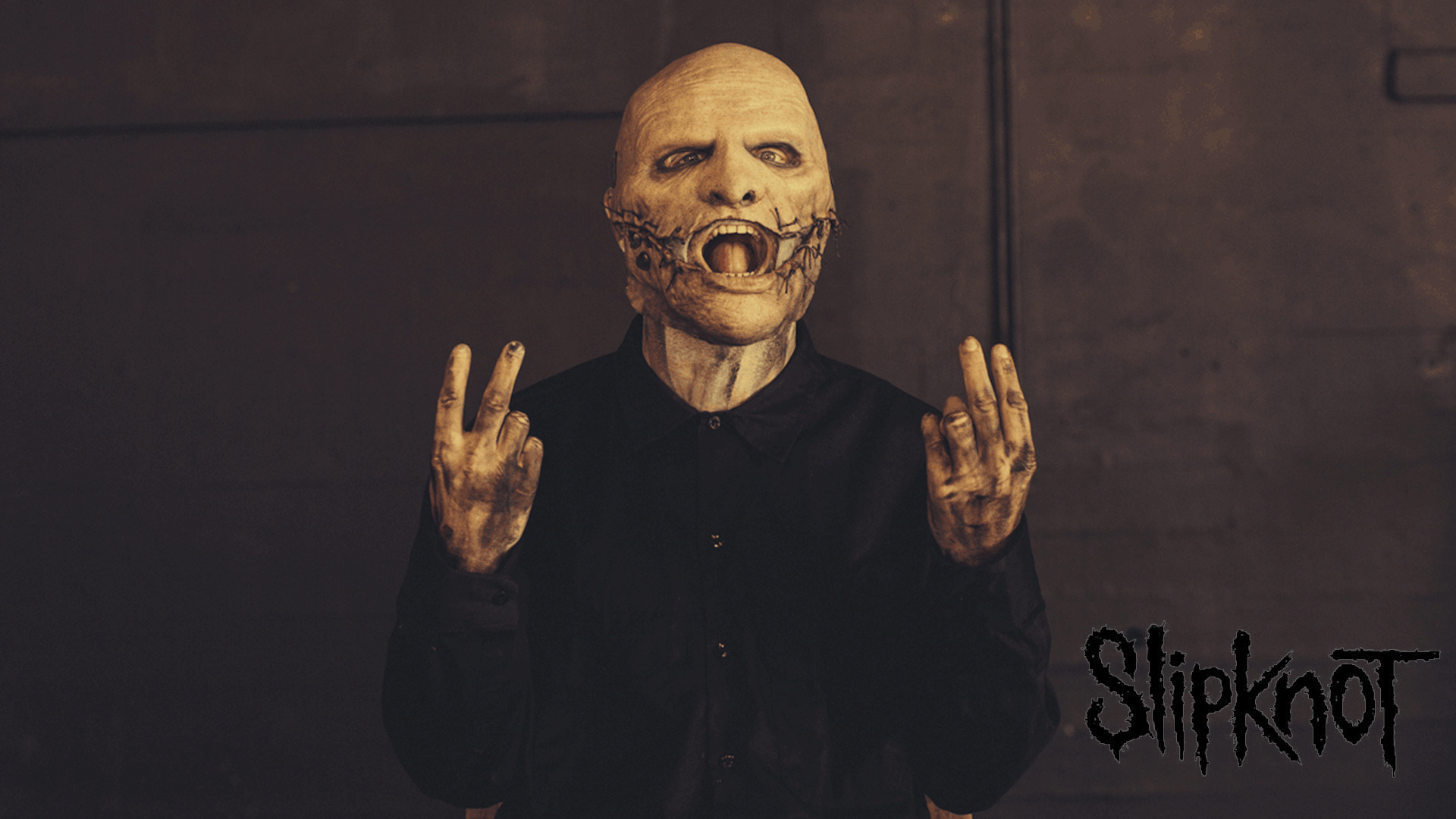 Corey Taylor, Slipknot logo, stitched mouth mask, Full HD Desktop wallpaper