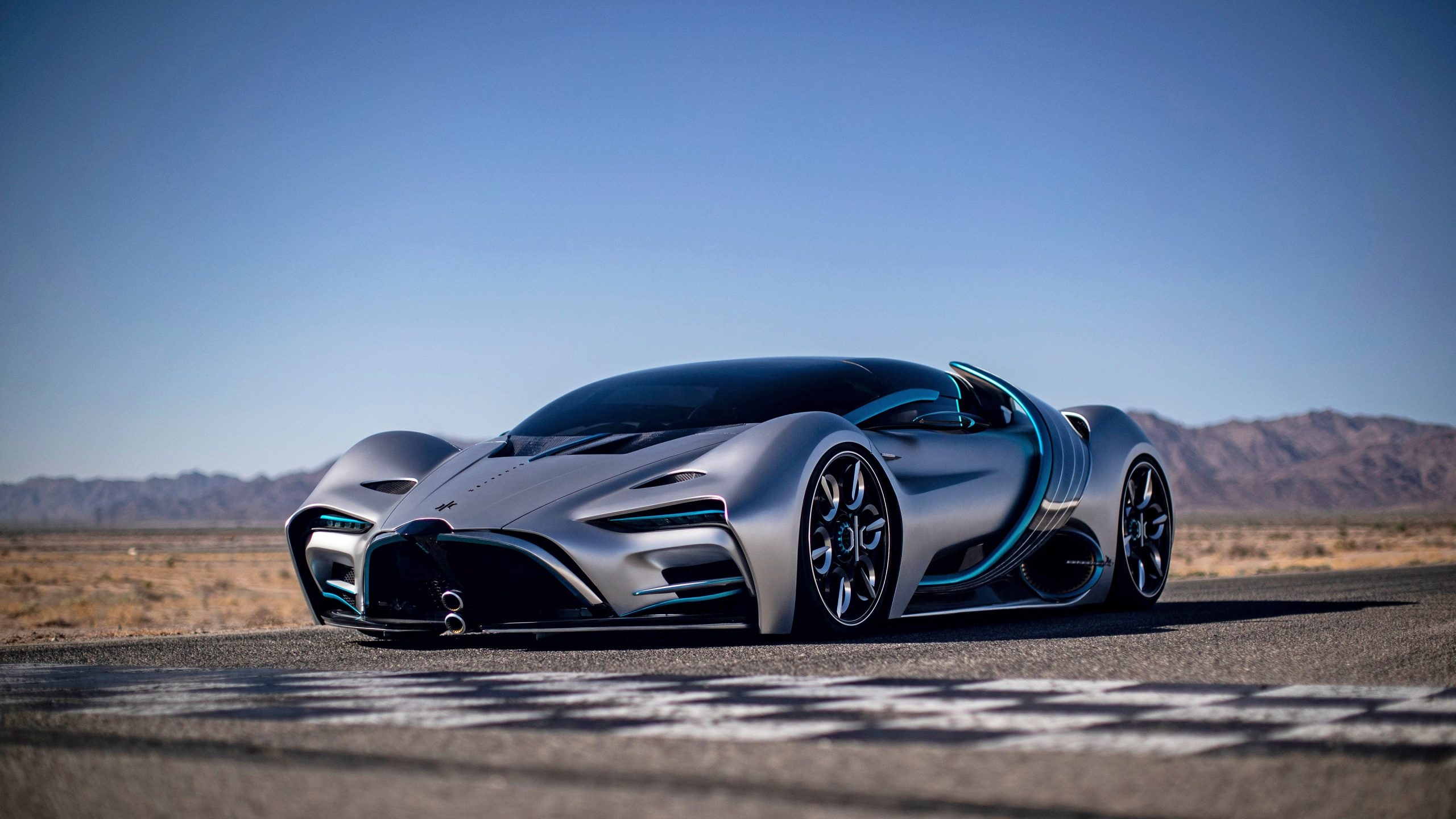 Hyperion XP-1, desert racetrack, checkered finish line, HD Desktop wallpaper