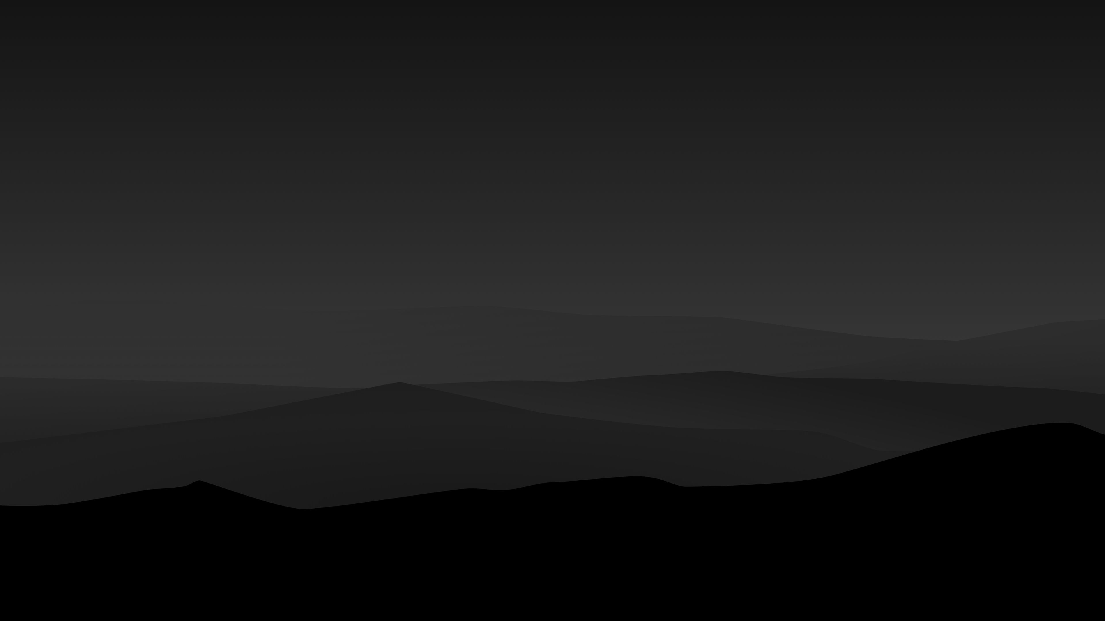 Night mountains, Minimalist landscape, Serene nature, Zen environment, Silent hills, 3840x2160 4K Desktop