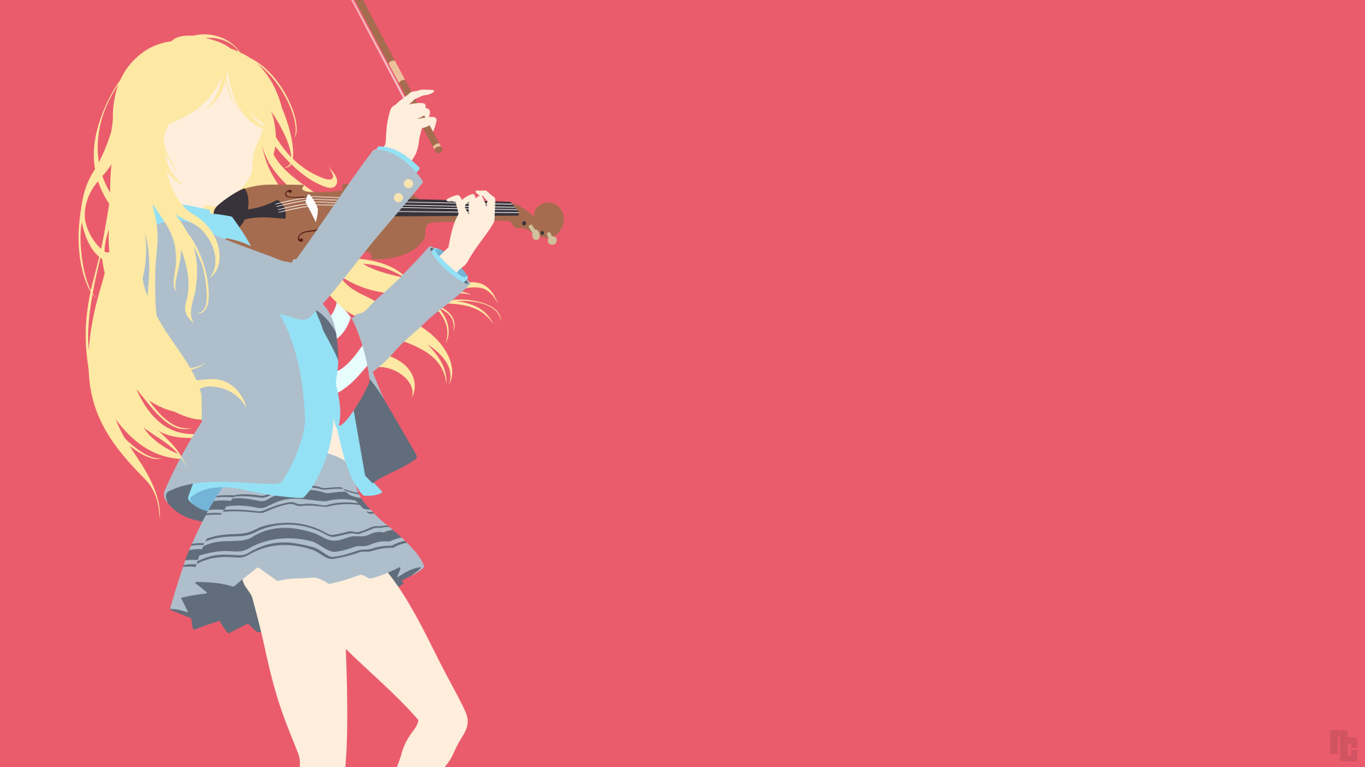 Kaori Miyazono, Violin performance, Minimalist vector art, Full HD Desktop wallpaper