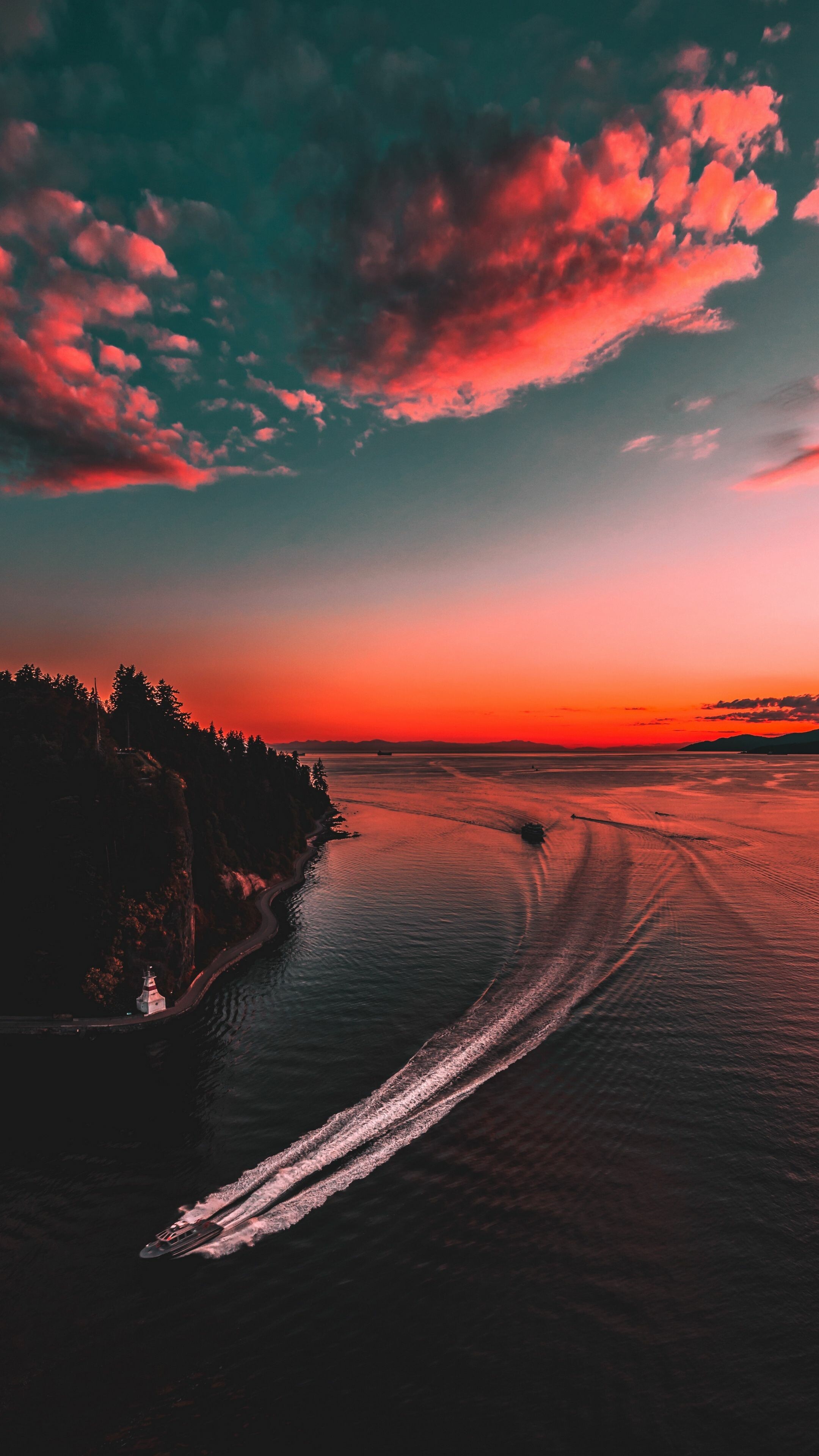 Yacht at sunset, Nature's marvel, Serene sea, Beautiful landscapes, 2160x3840 4K Phone