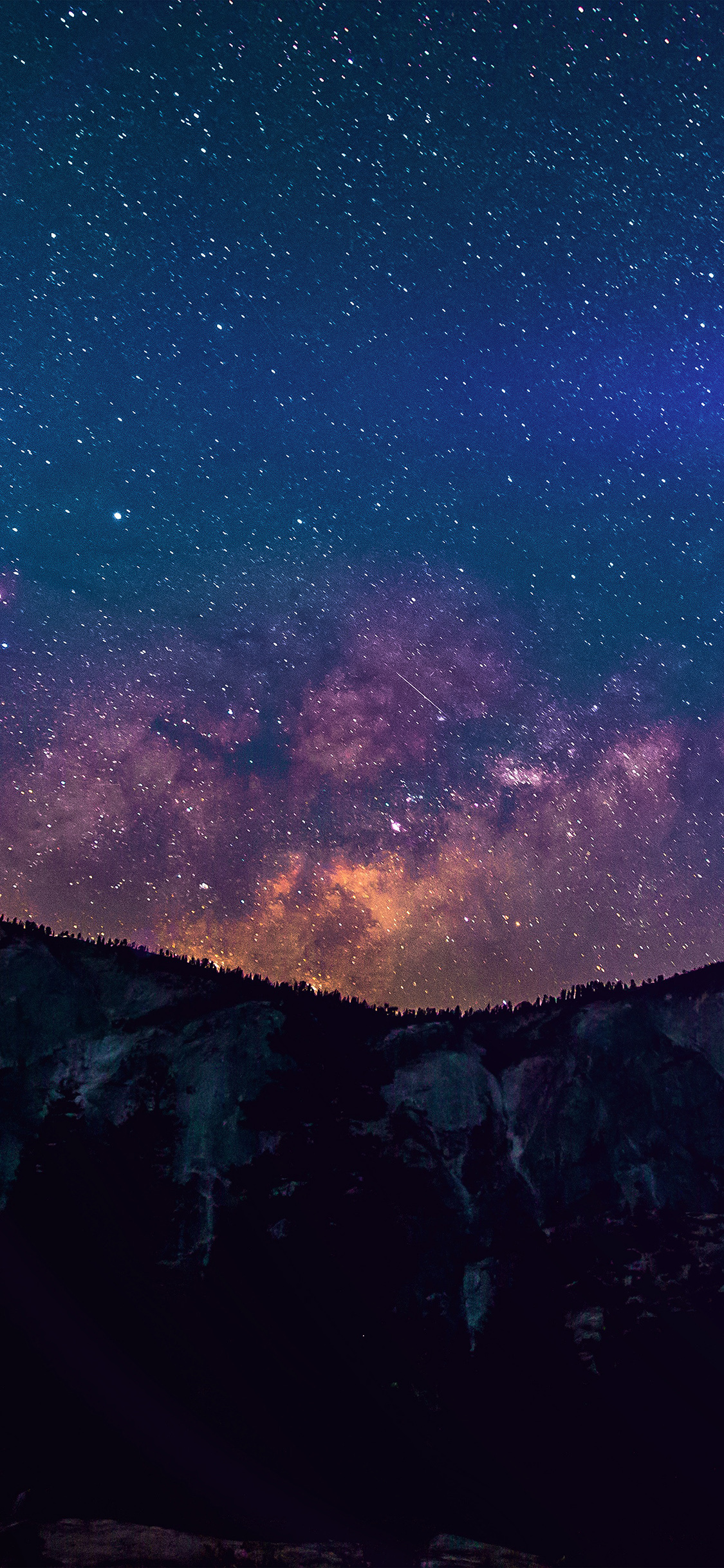 Milky Way galaxy, shooting star streak, mountain cliff silhouette, HD Phone wallpaper