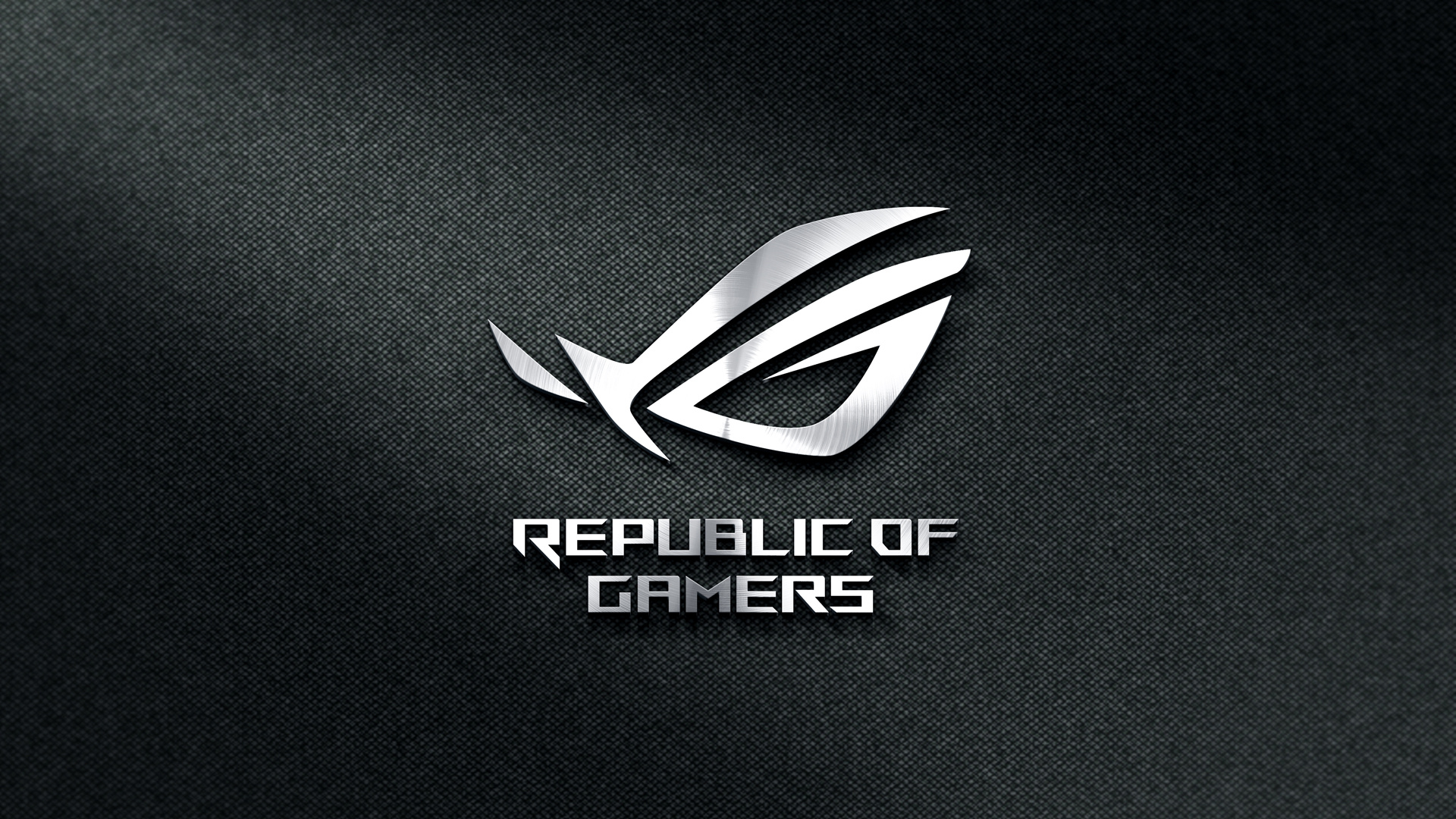 ASUS Republic of Gamers logo, Republic of Gamers lettering, Dark carbon weave texture, Full HD Desktop wallpaper