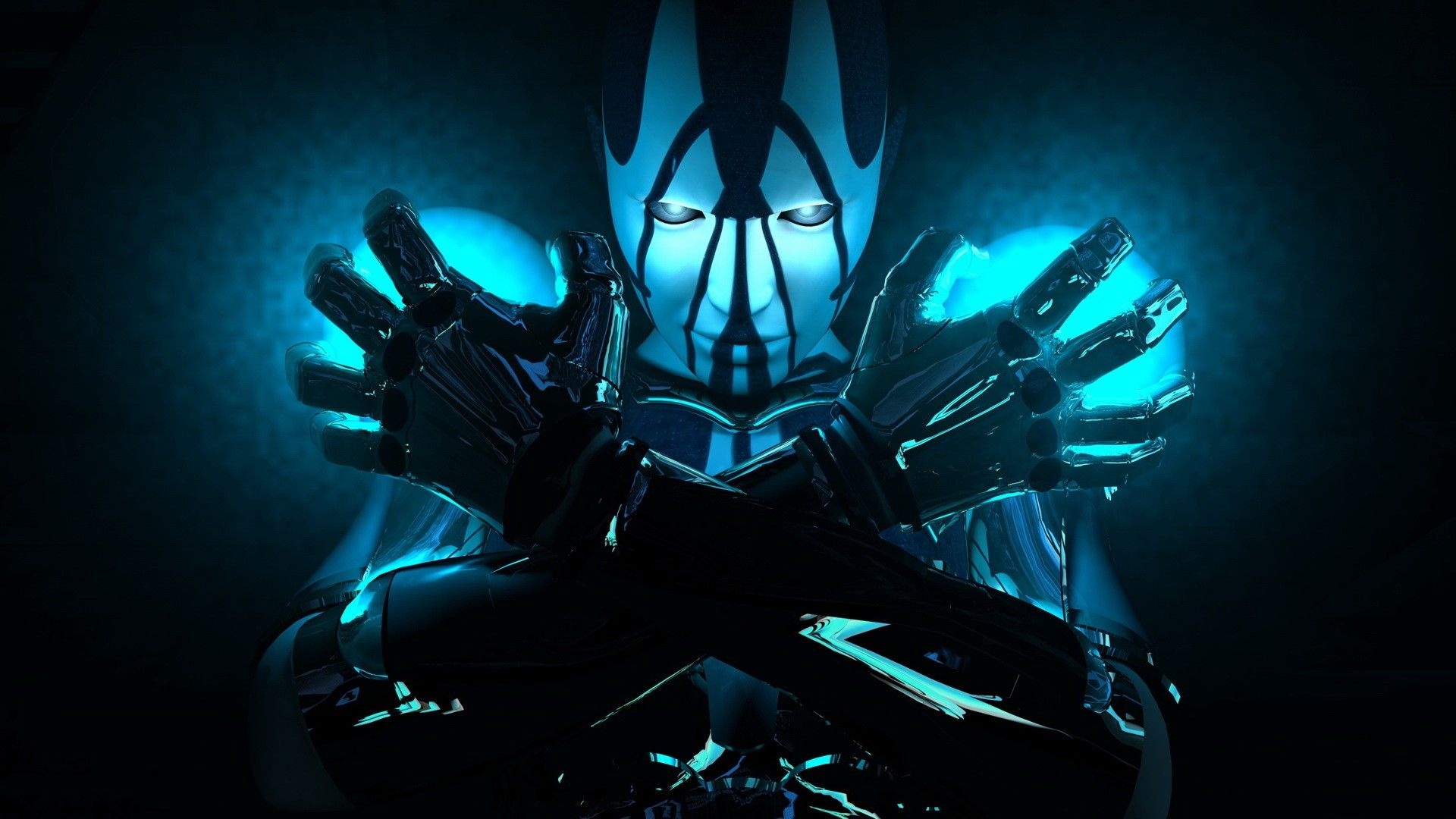 Robot other, Blue robot cyborg, 3D wallpaper background, Sci-fi vibes, 1920x1080 Full HD Desktop