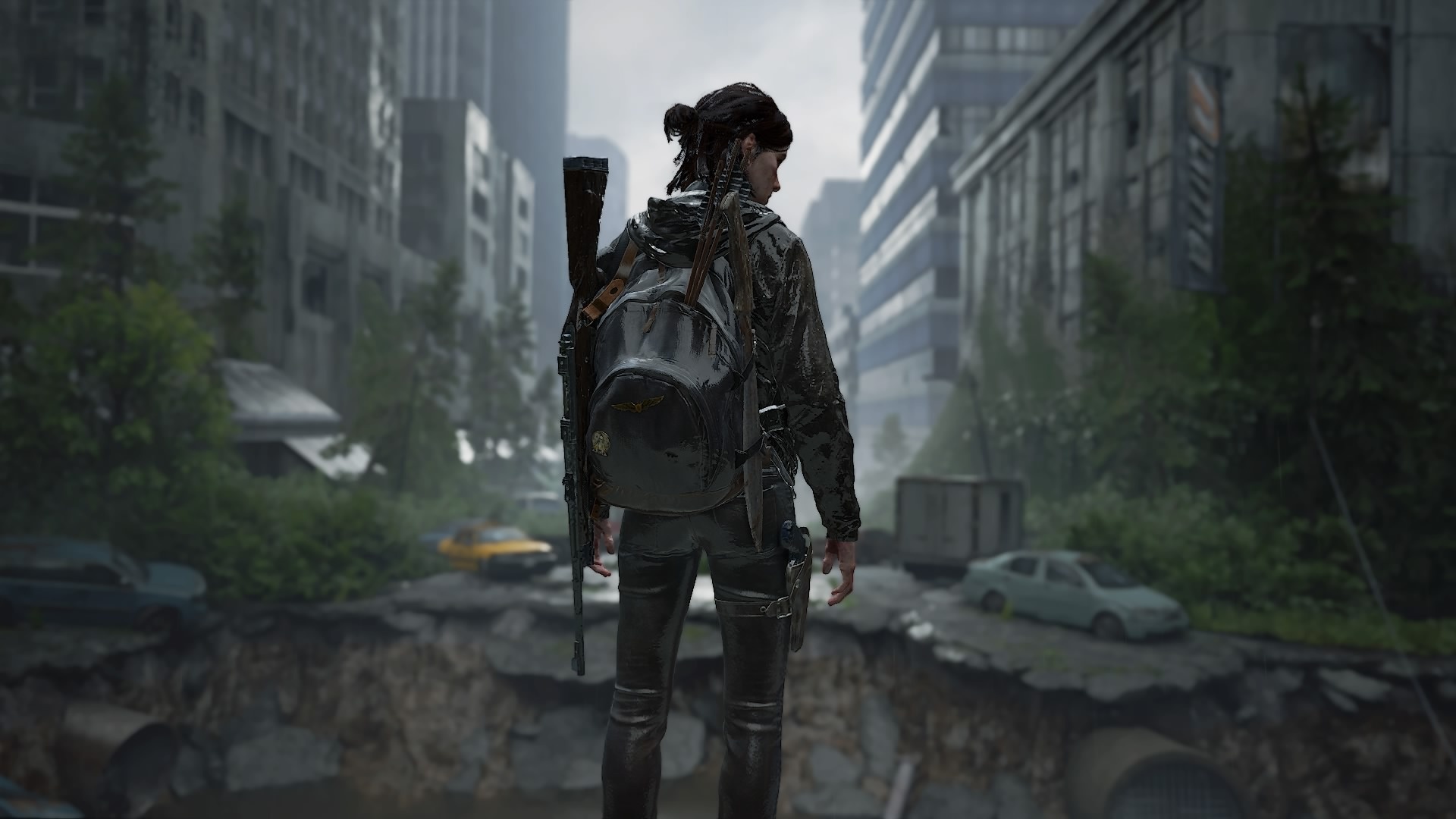 Ellie Williams, The Last of Us Part II, overgrown Seattle ruins, Full HD Desktop wallpaper