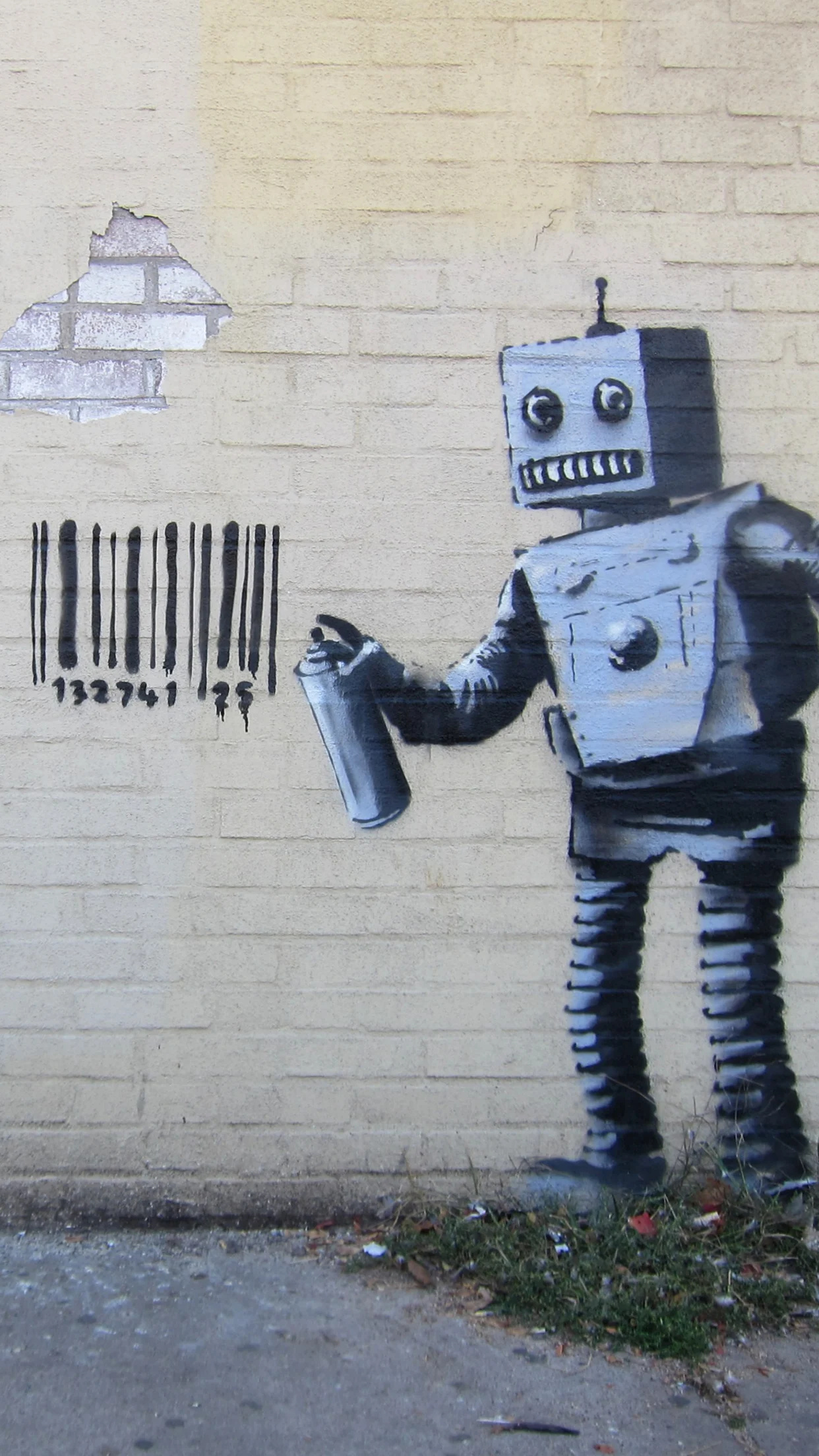 Tagging Robot, Banksy Wallpaper, 1250x2210 HD Phone