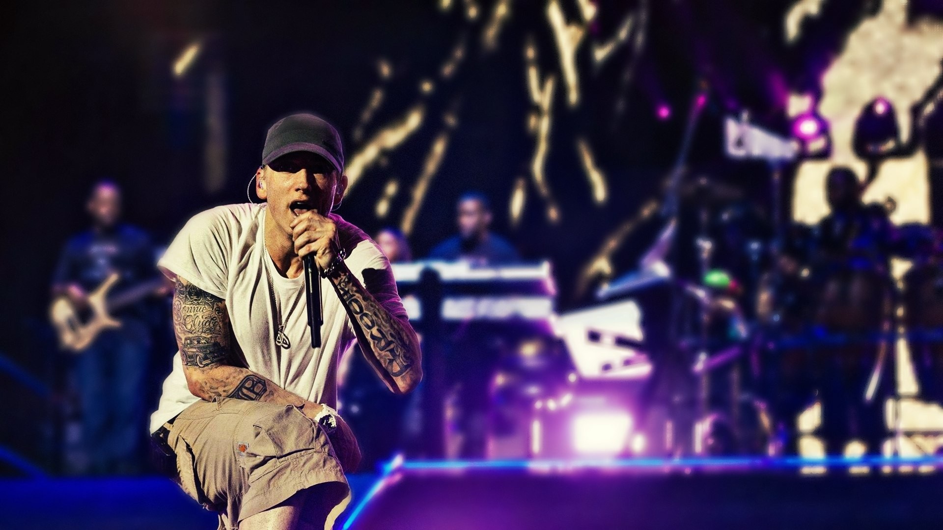 Eminem, On stage performance, HD music wallpapers, 4K images, 1920x1080 Full HD Desktop