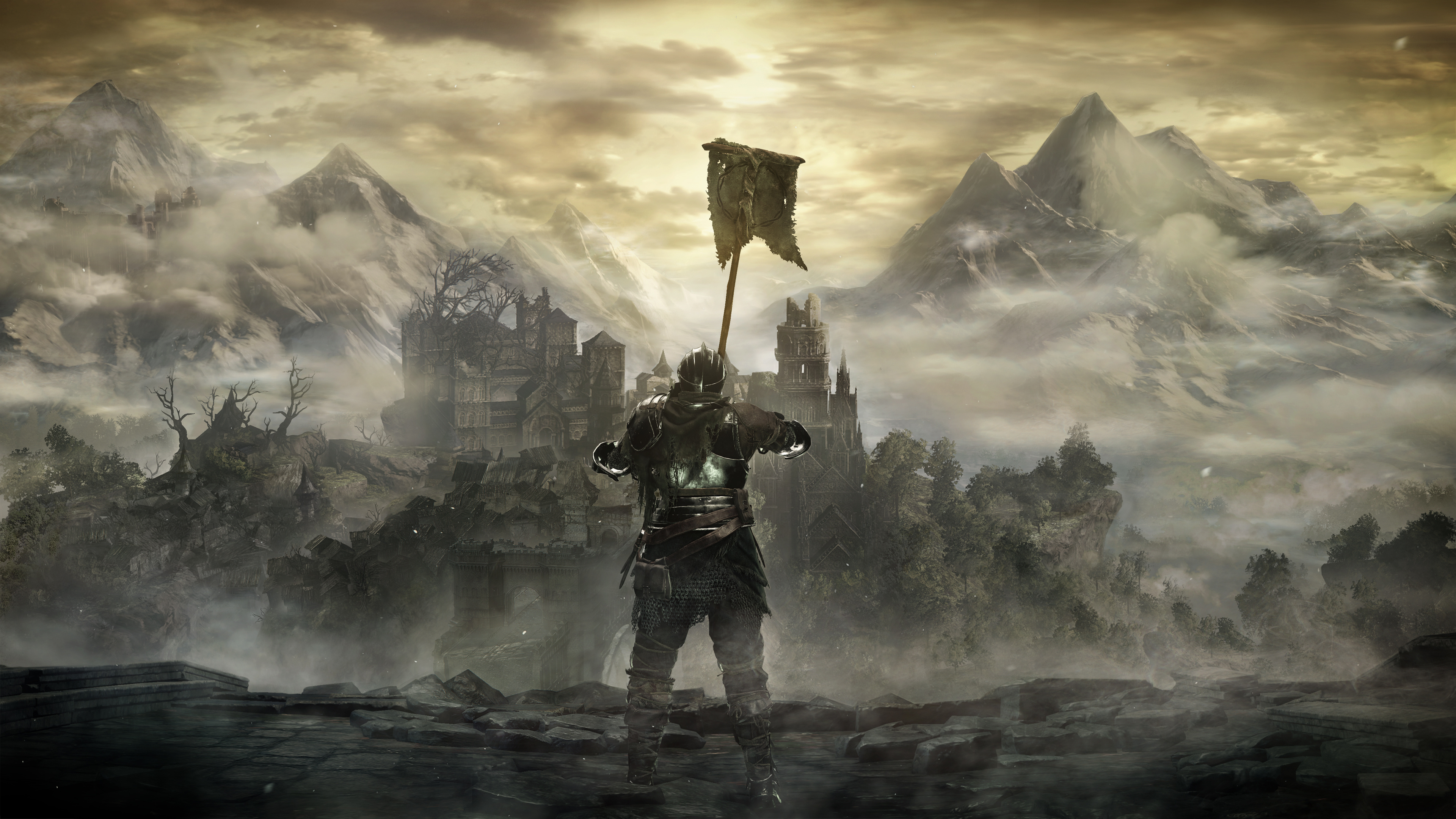 Ashen One knight, Small Lothric Banner, Undead Settlement, 4K Desktop wallpaper