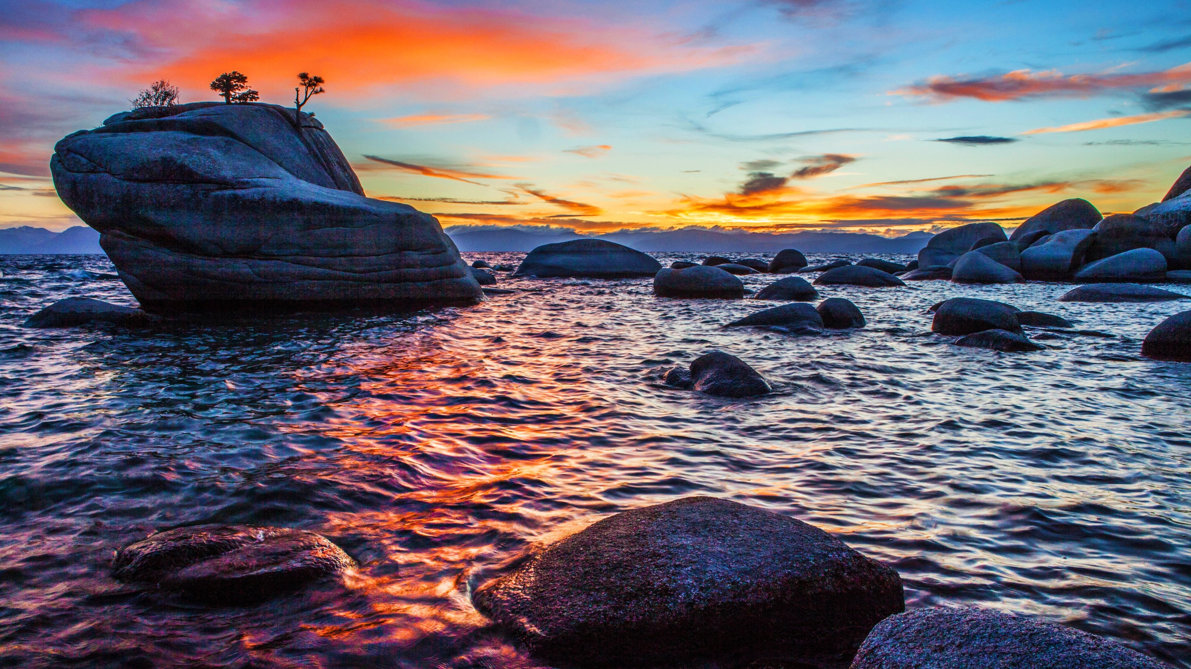 Lake Tahoe 4K wallpaper, Stunning scenery, Crystal clear waters, Tranquil lake, 3840x2160 4K Desktop