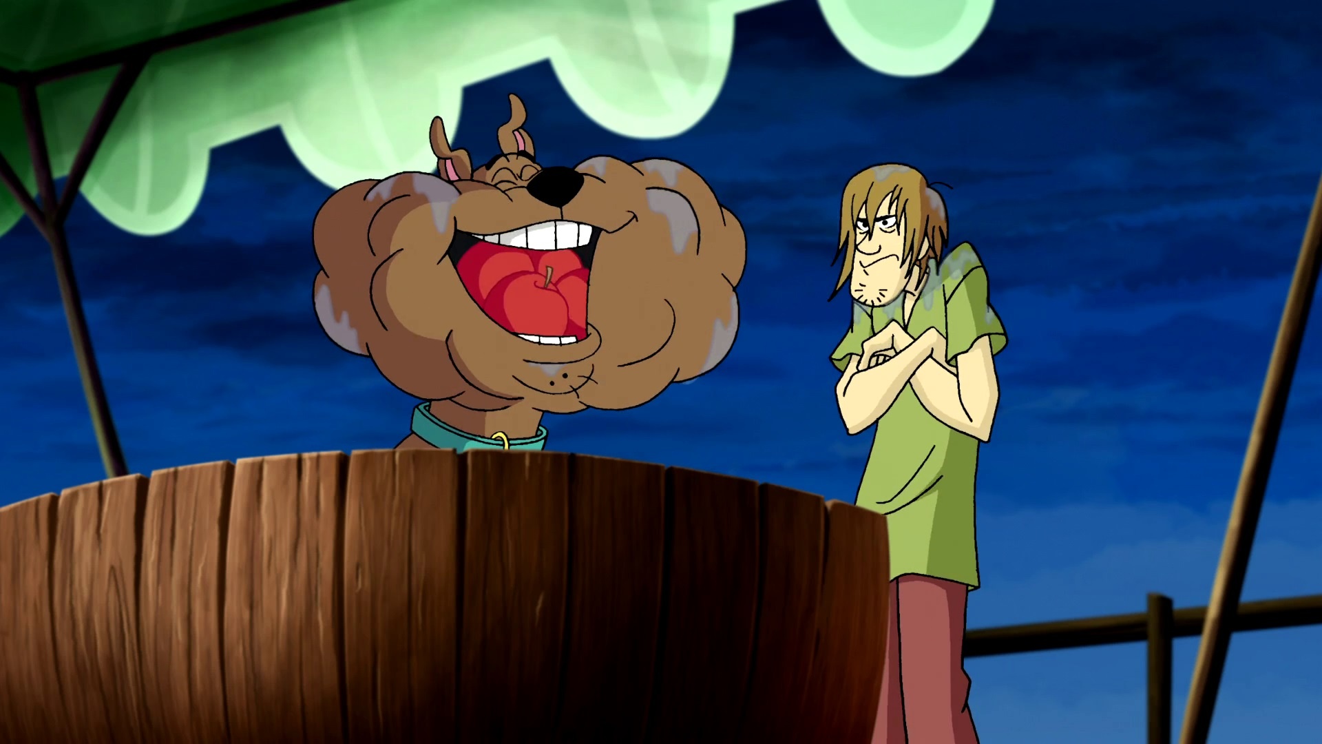 Scooby-Doo, Shaggy Rogers, wooden apple bobbing tub, Full HD Desktop wallpaper