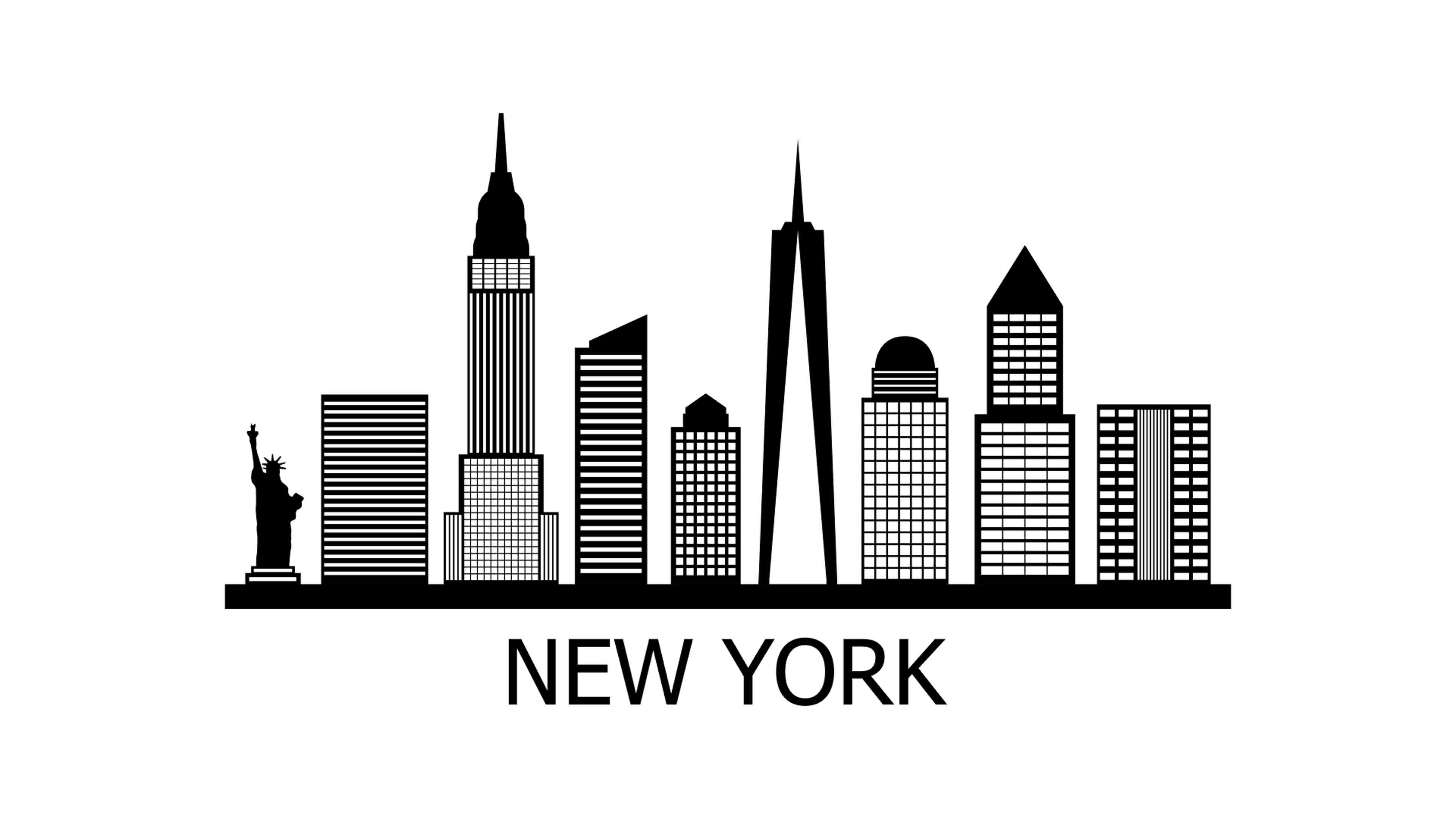New York skyline on white background, Aerial cityscape, City footage, Urban landscapes, 3840x2160 4K Desktop