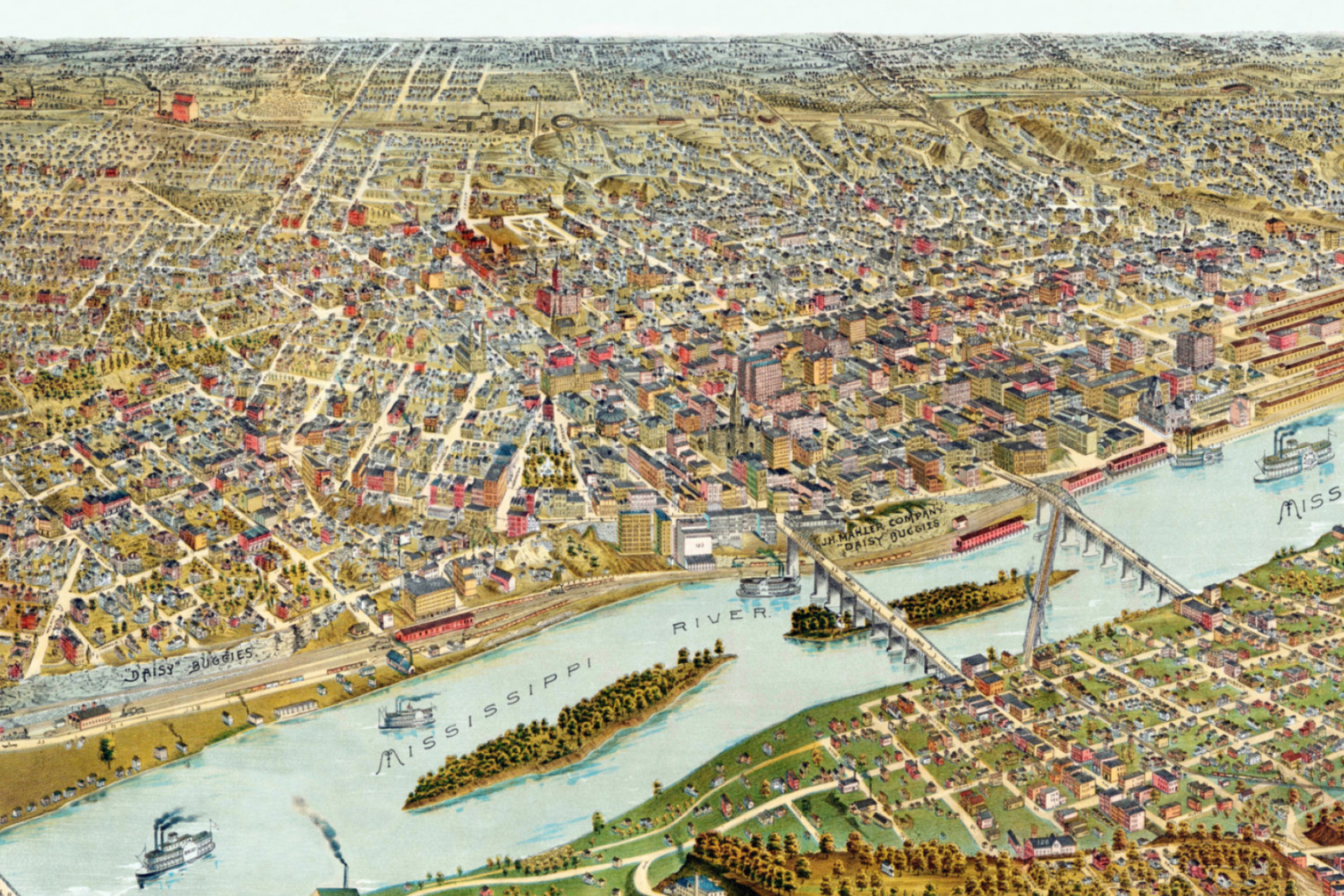 Saint Paul, Restored map, Historical artifact, 1888, 2560x1710 HD Desktop