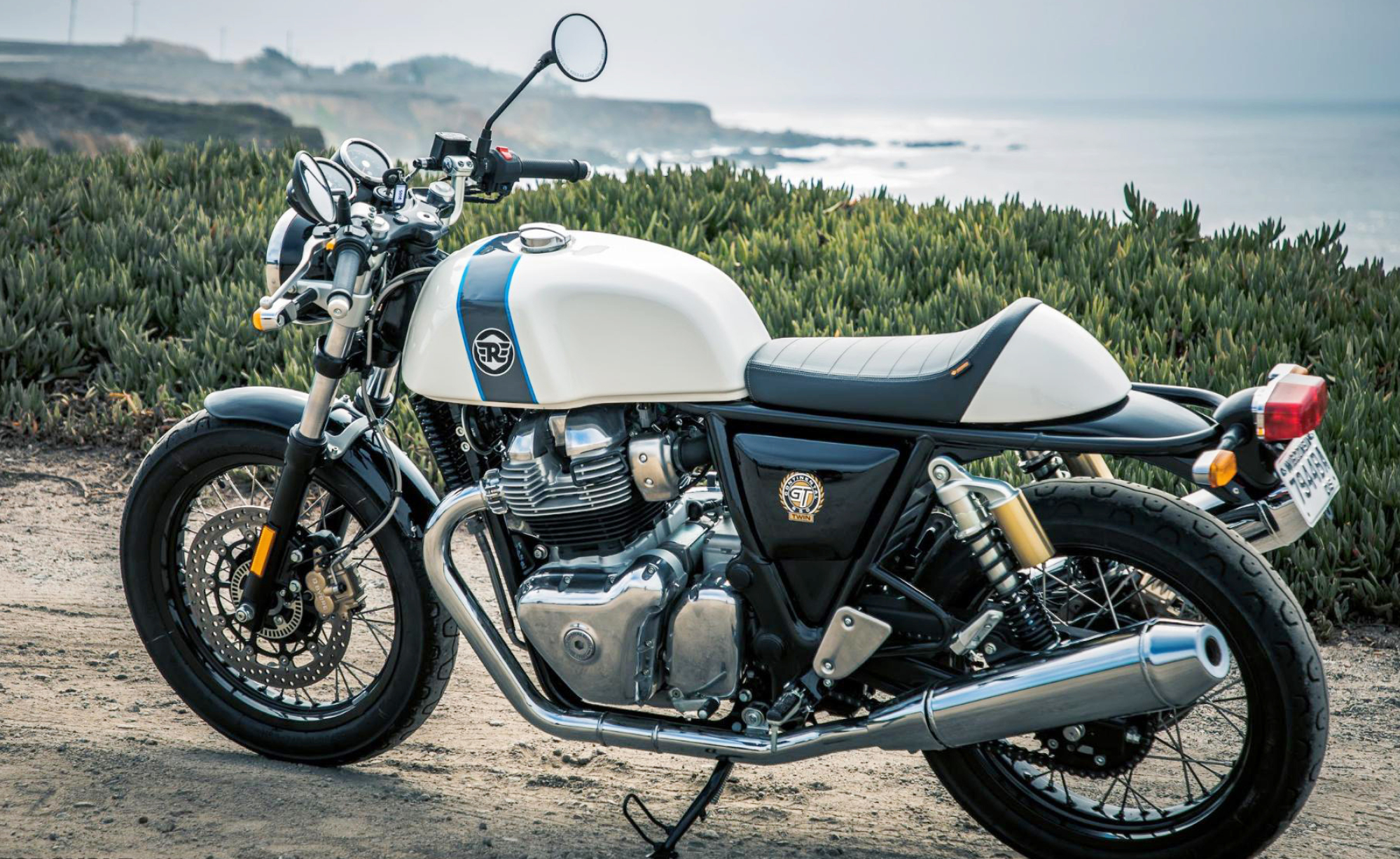 Royal Enfield Continental GT 650, Coastal cliffside bluffs, Cafe racer style seat, HD Desktop wallpaper