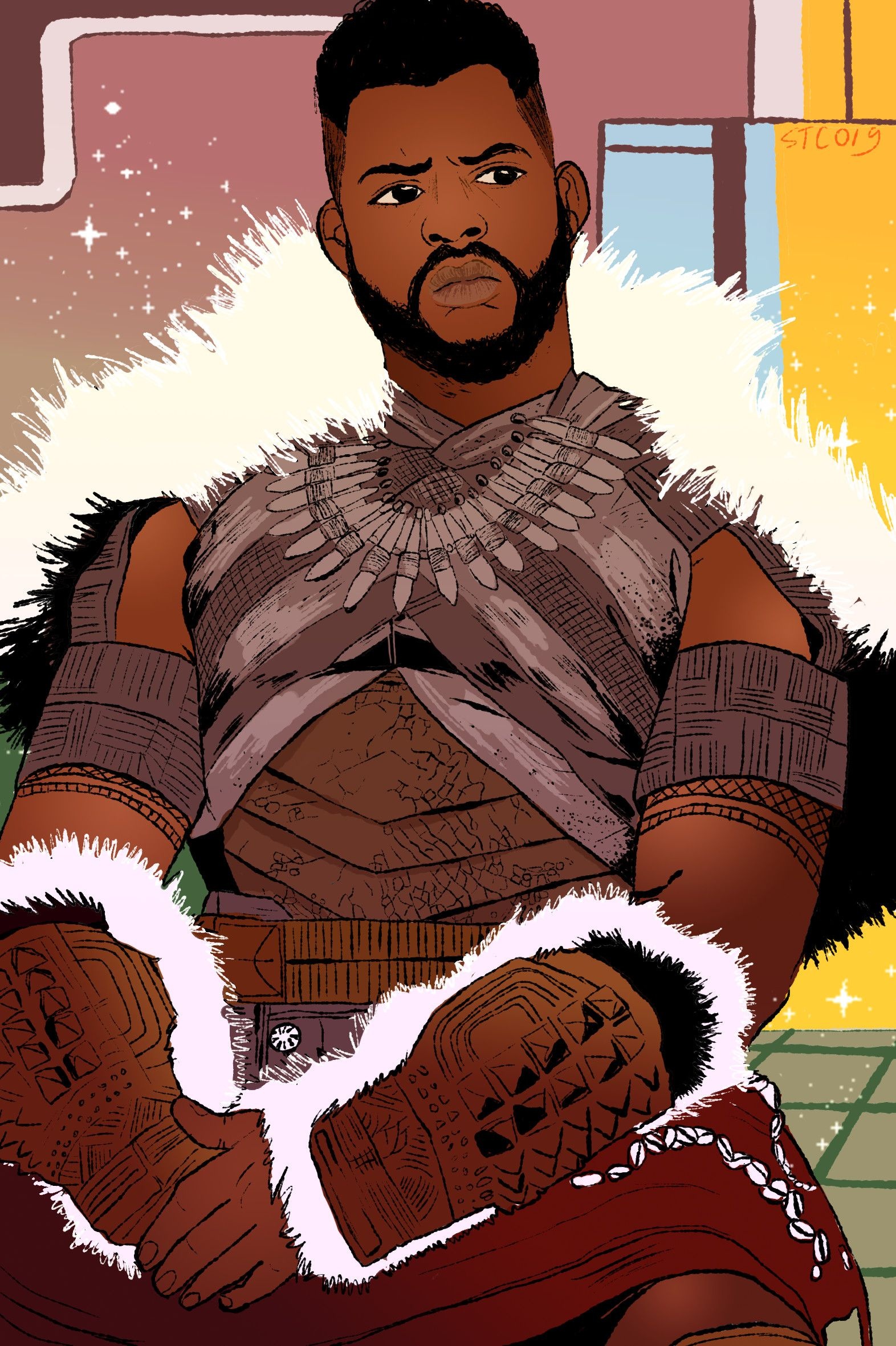 Scotty Hervouet's fanart, M'Baku masterpiece, Black Panther inspiration, 1580x2370 HD Phone