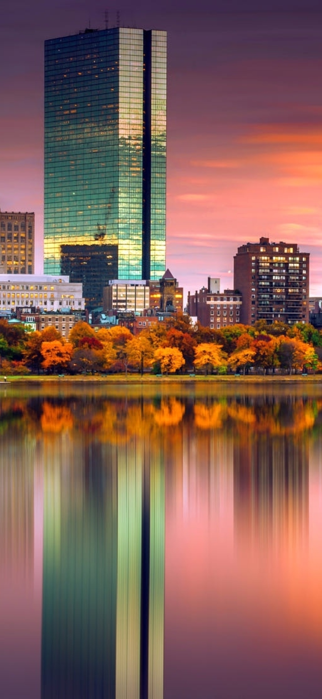 John Hancock Tower, Boston Skyline Wallpaper, 1130x2440 HD Phone