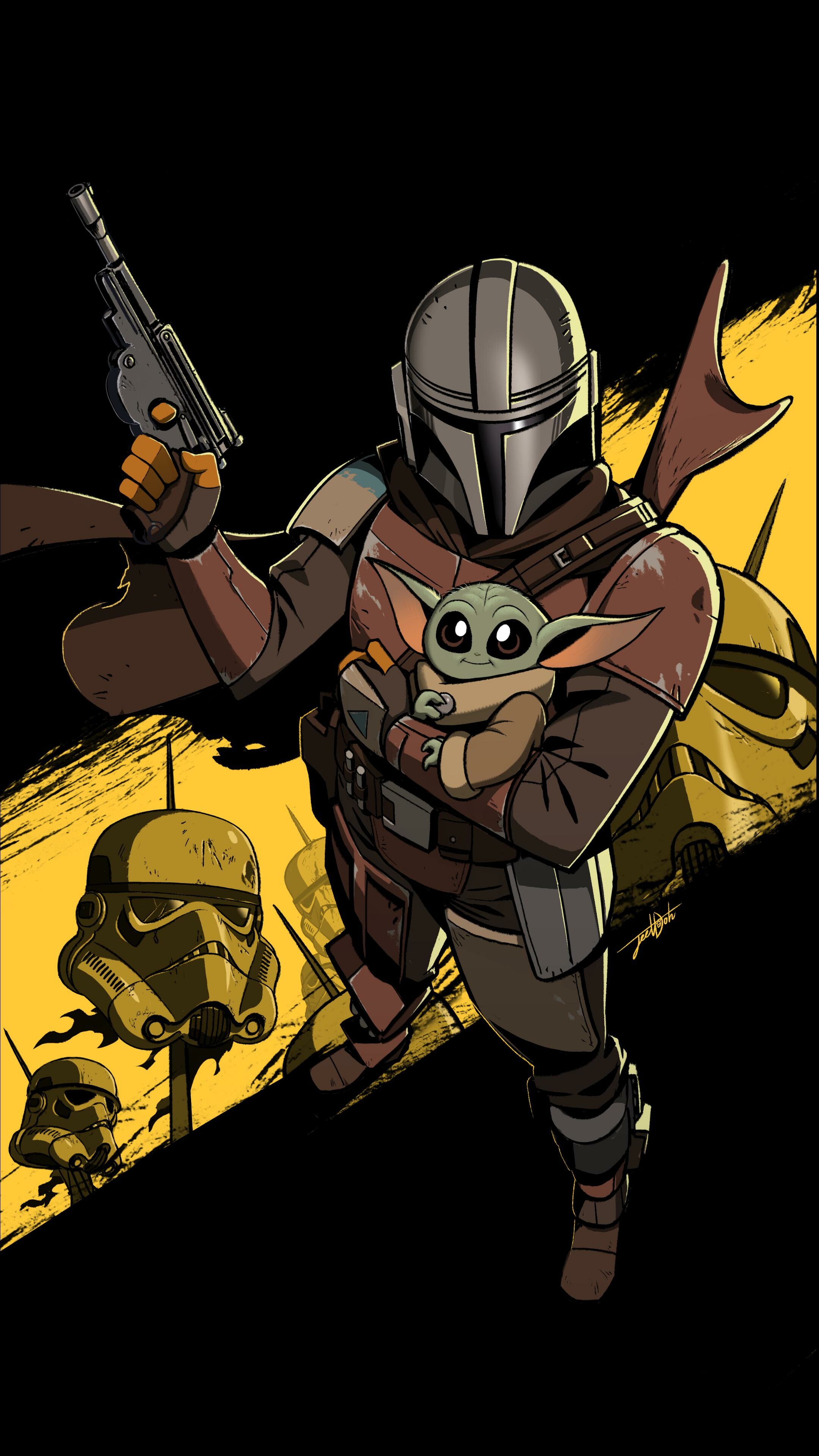 The Mandalorian, OLED wallpapers, iPhone screens, Intense colors, 2160x3840 4K Phone