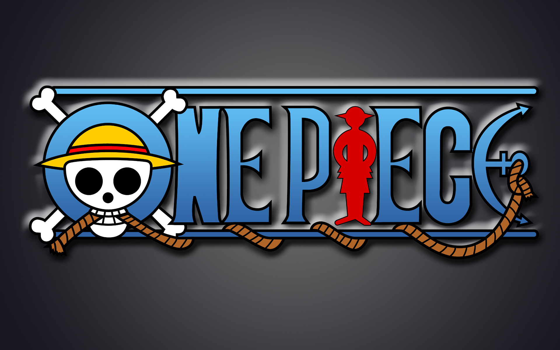 ONE PIECE logo, Straw Hat Jolly Roger, Monkey D. Luffy silhouette, HD Desktop wallpaper