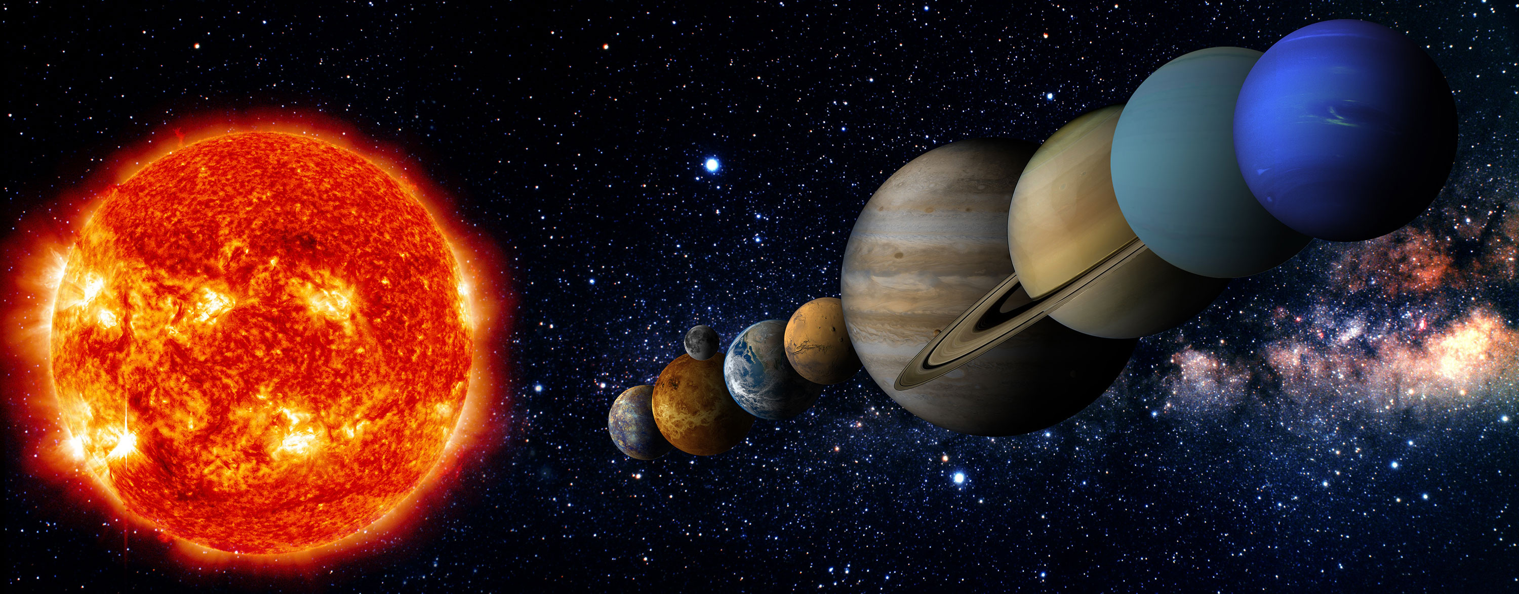 Composition of the solar system, encyclopedia Britannica, 3000x1180 Dual Screen Desktop