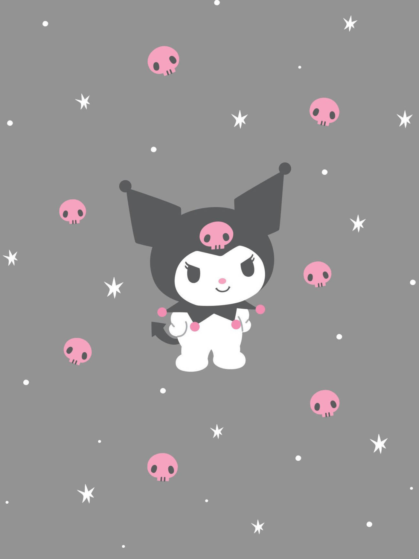 Kuromi, pink skull motifs, white twinkle stars, HD Phone wallpaper