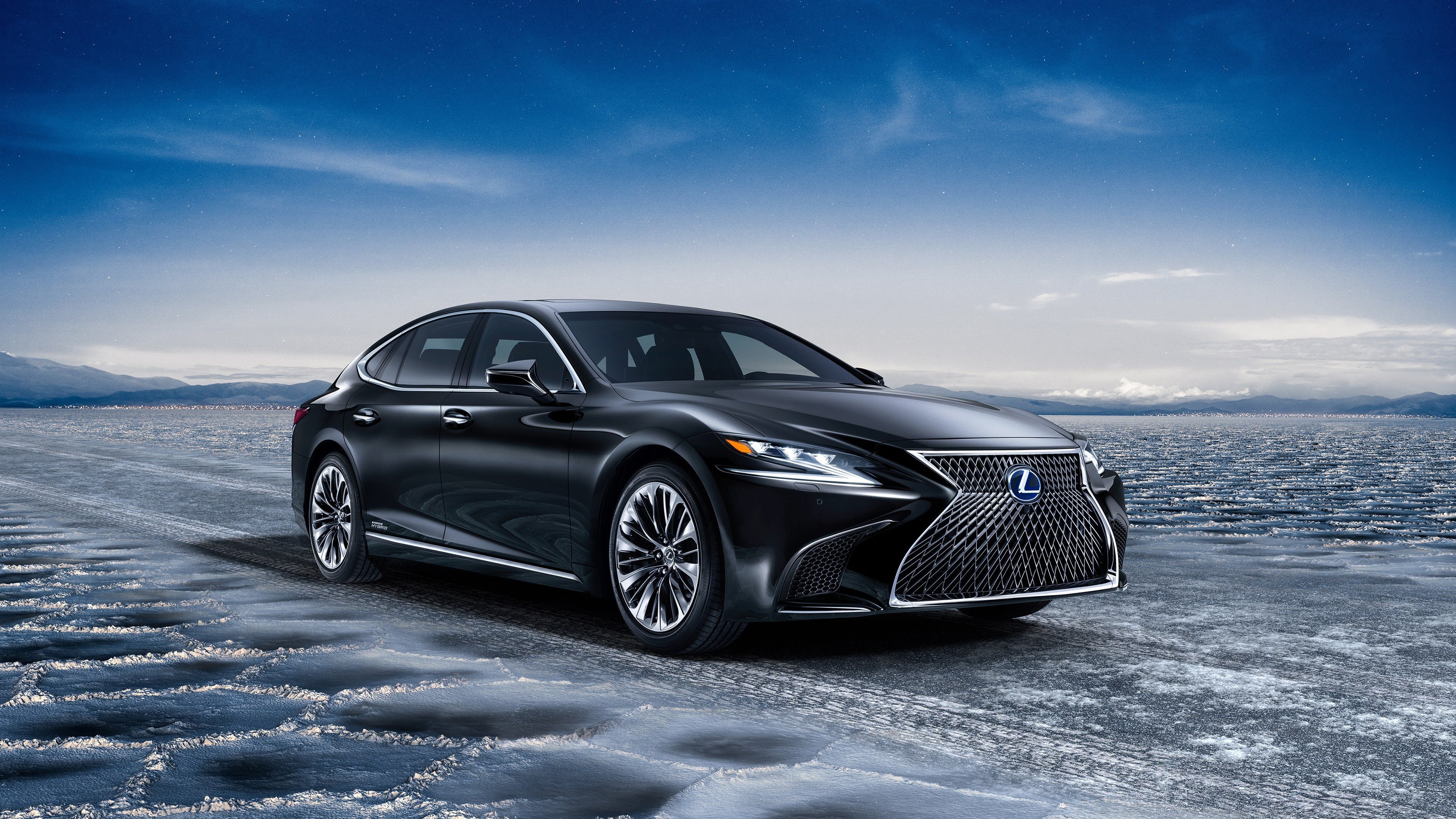 Lexus LS, Luxury sedan, Black LS model, High-quality wallpapers, 3840x2160 4K Desktop