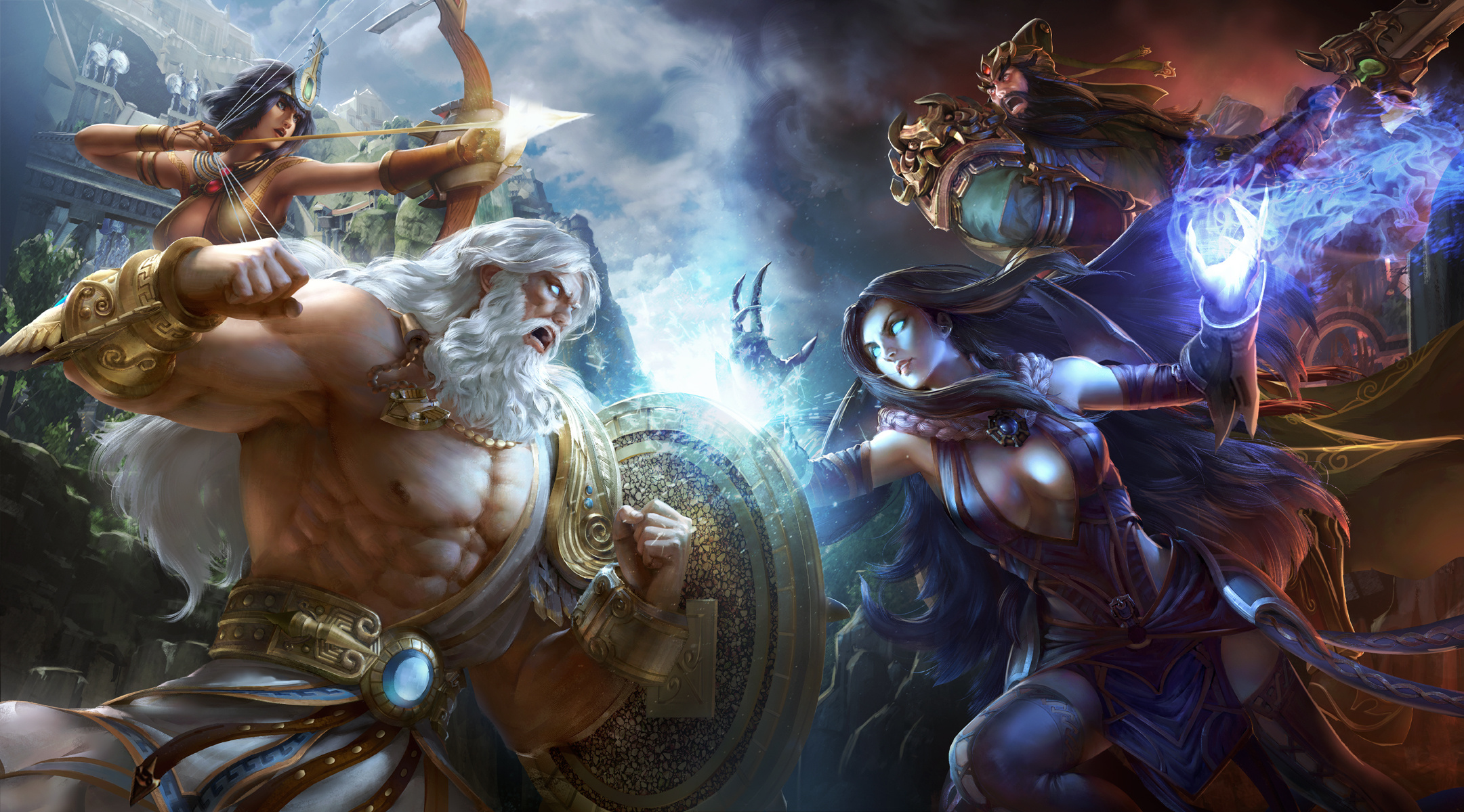 Zeus, SMITE game hero, High-definition wallpapers, Epic battleground, 2170x1200 HD Desktop