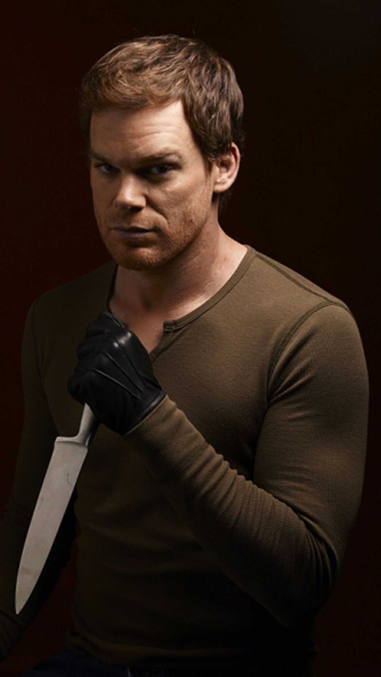 Dexter Morgan, large chef knife, black leather glove, HD Phone wallpaper