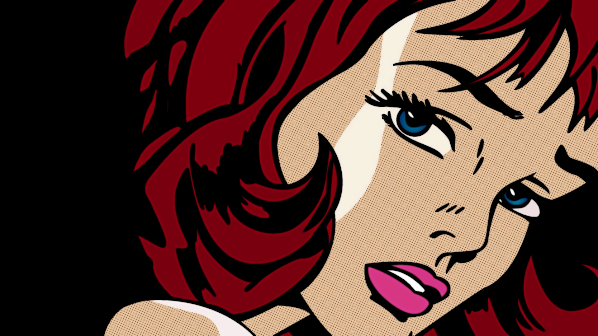 Pop Art, Roy Lichtenstein, Redhead comic art, Women, 1920x1080 Full HD Desktop