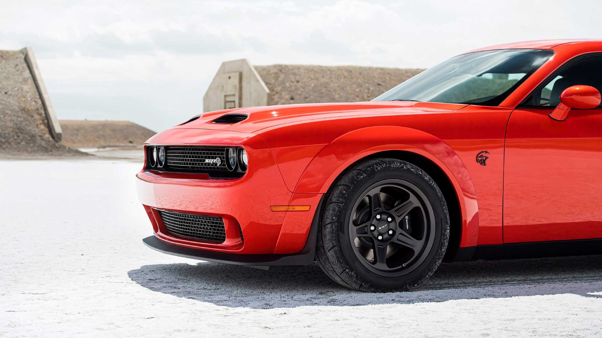 Dodge Challenger SRT Demon, Bonneville Salt Flats, black five-spoke wheel, Full HD Desktop wallpaper