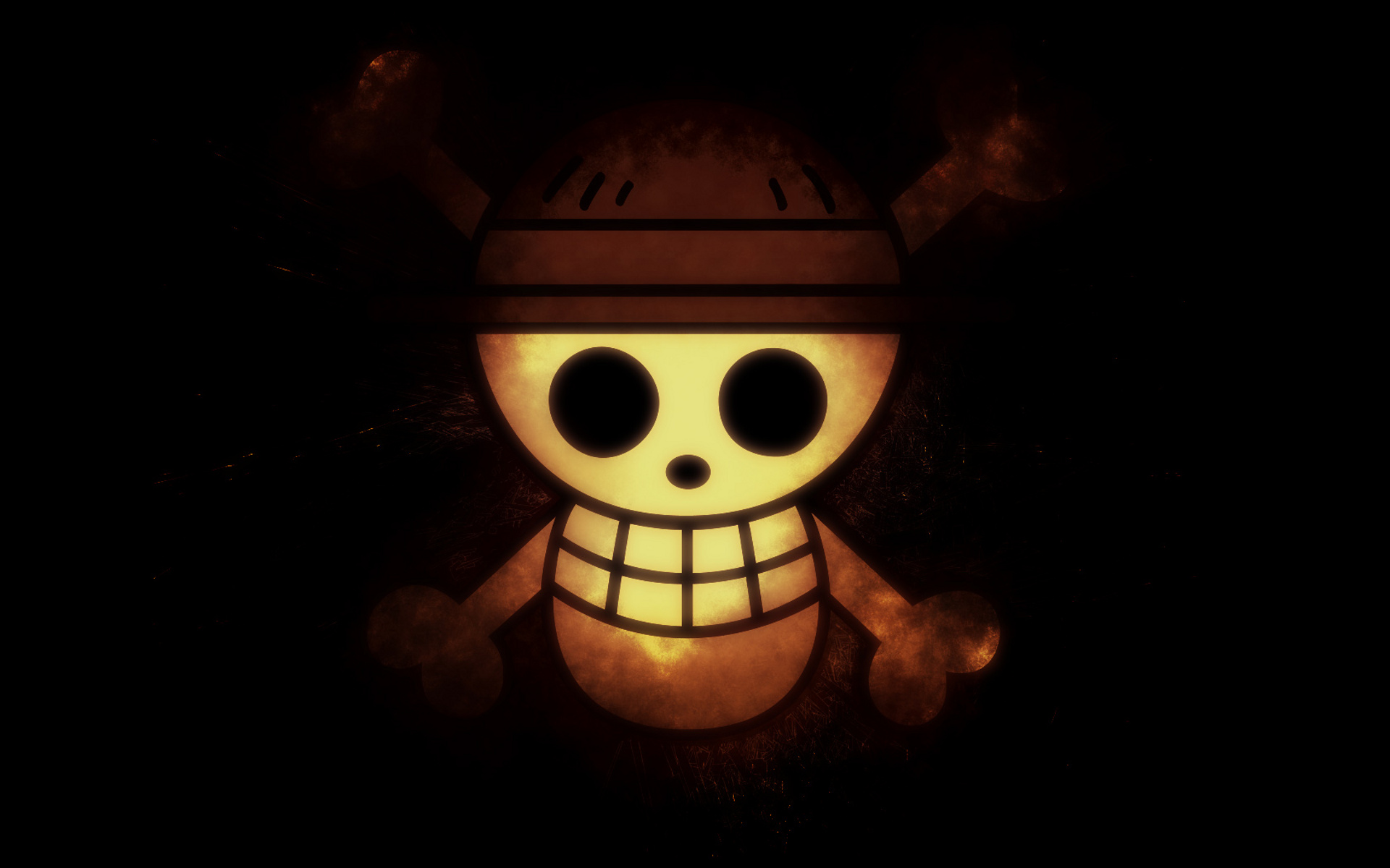 Straw Hat Pirates Jolly Roger, straw hat symbol, glowing skull and crossbones, HD Desktop wallpaper