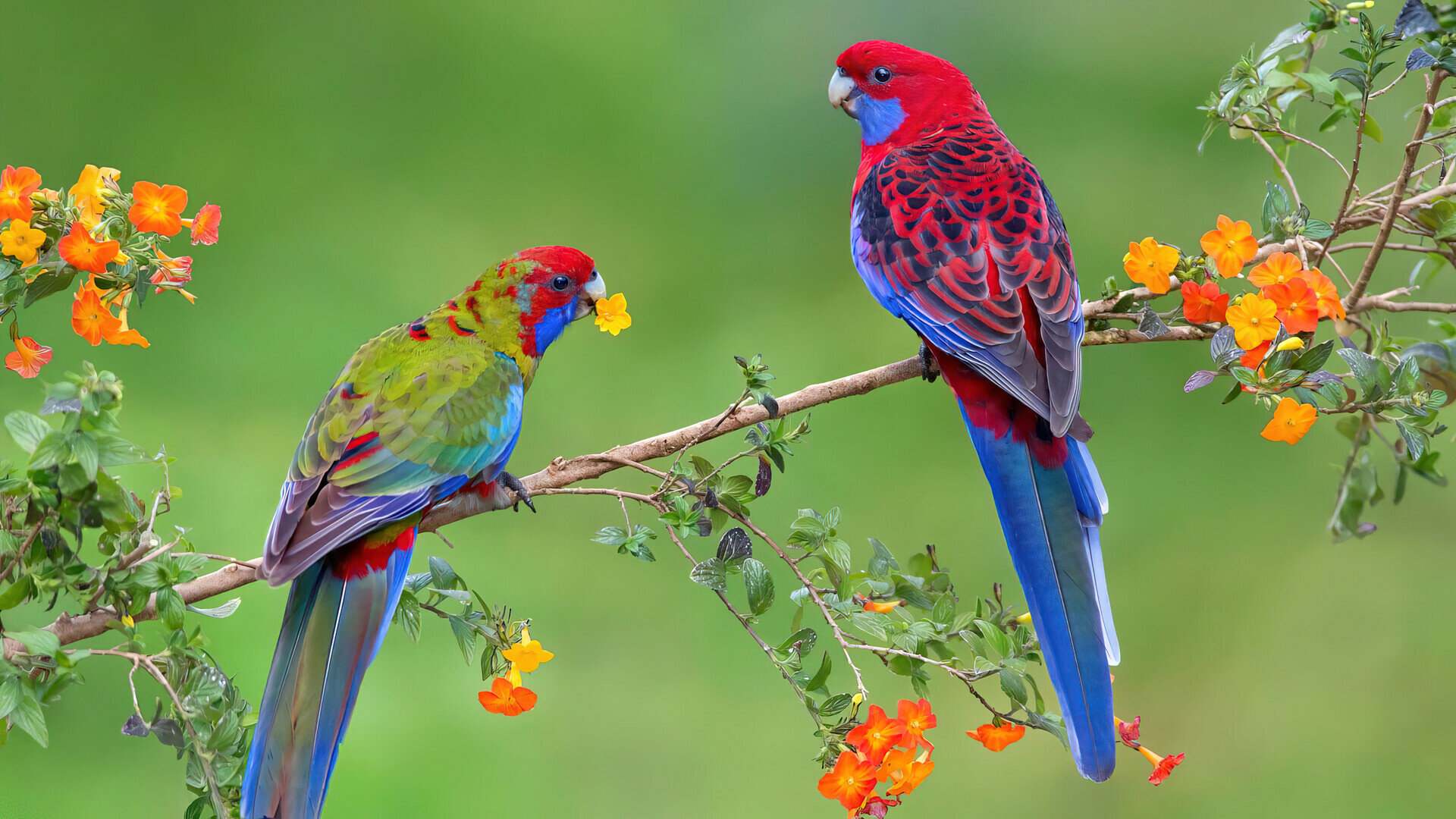 Parrot birds, Vivid colors, Exotic beauty, High definition wallpaper, 1920x1080 Full HD Desktop