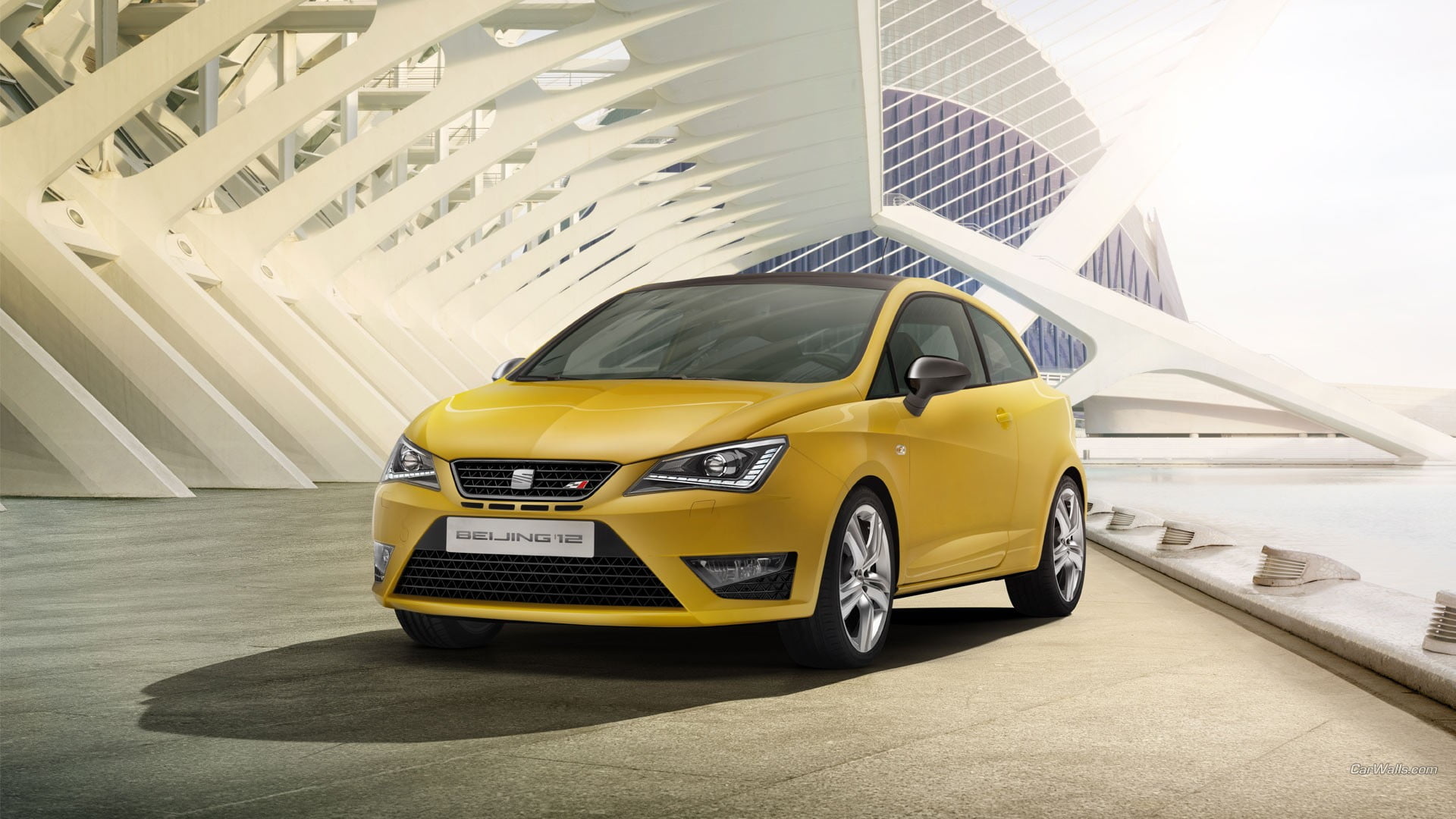 Seat Ibiza, Auto model, White seat ibiza, 3-door hatchback, 1920x1080 Full HD Desktop