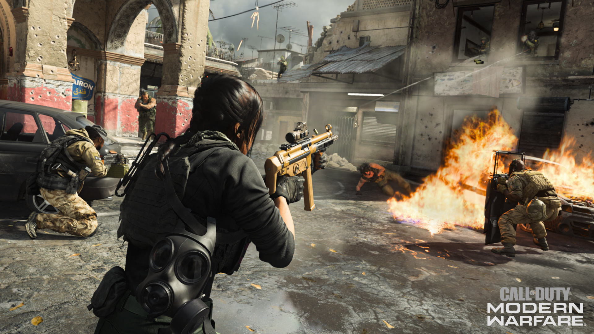 Call of Duty: Modern Warfare, Mara operator, Urban tactical firefight, Full HD Desktop wallpaper