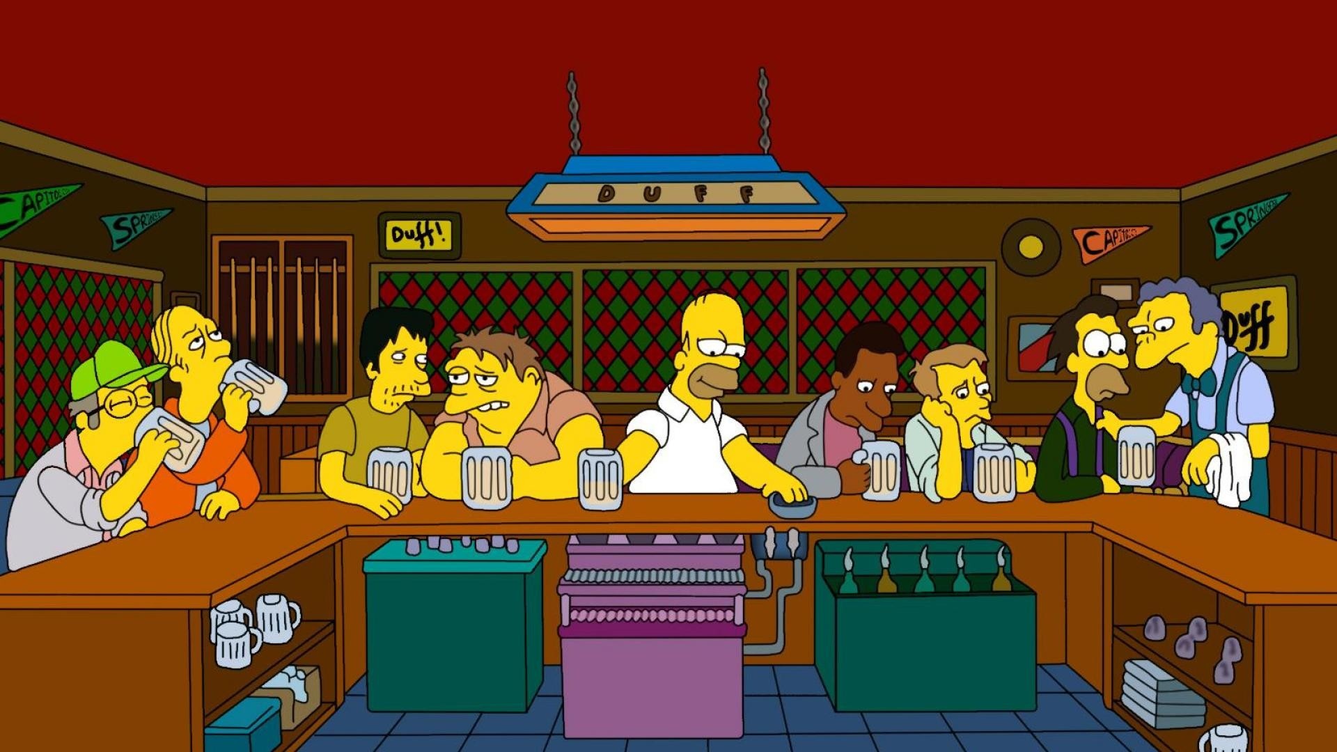 Duff Bar, Homer (The Simpsons) Wallpaper, 1920x1080 Full HD Desktop