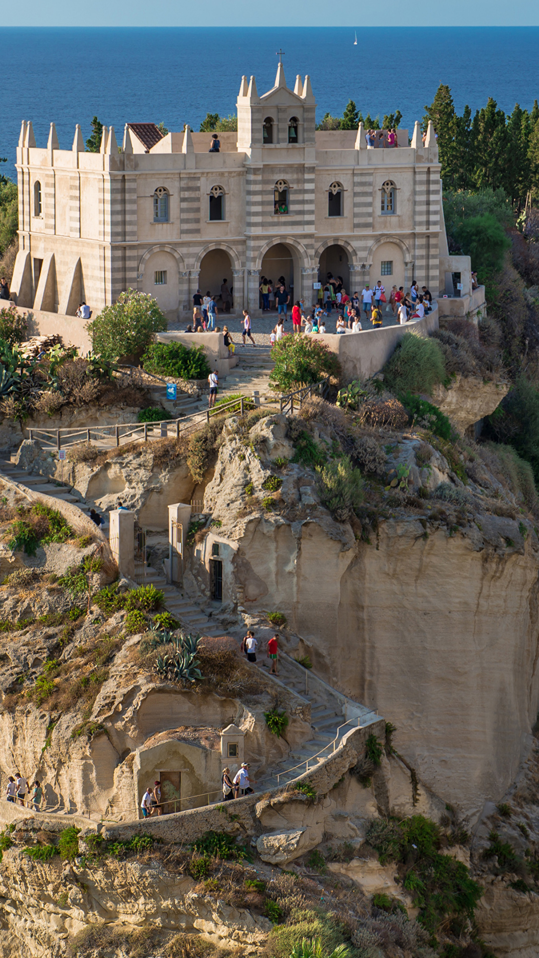 Italy, Tropea cliff stairs, Cities building, 3840x2160, 1080x1920 Full HD Phone