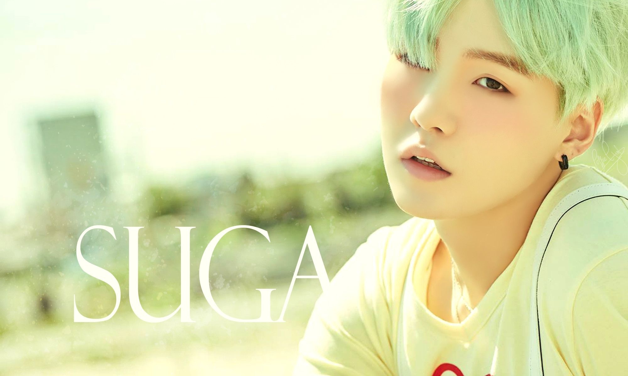 Suga (BTS), Laptop wallpaper, Captivating artist, Aesthetic charm, 2000x1200 HD Desktop